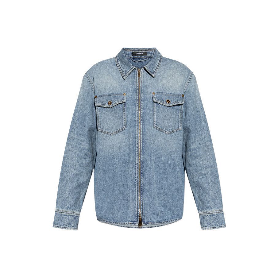 Versace VERSACE Vintage Effect Blue Denim Shirt New & Authentic (Men Size US XL / EU 56 / 4 - 1 Preview