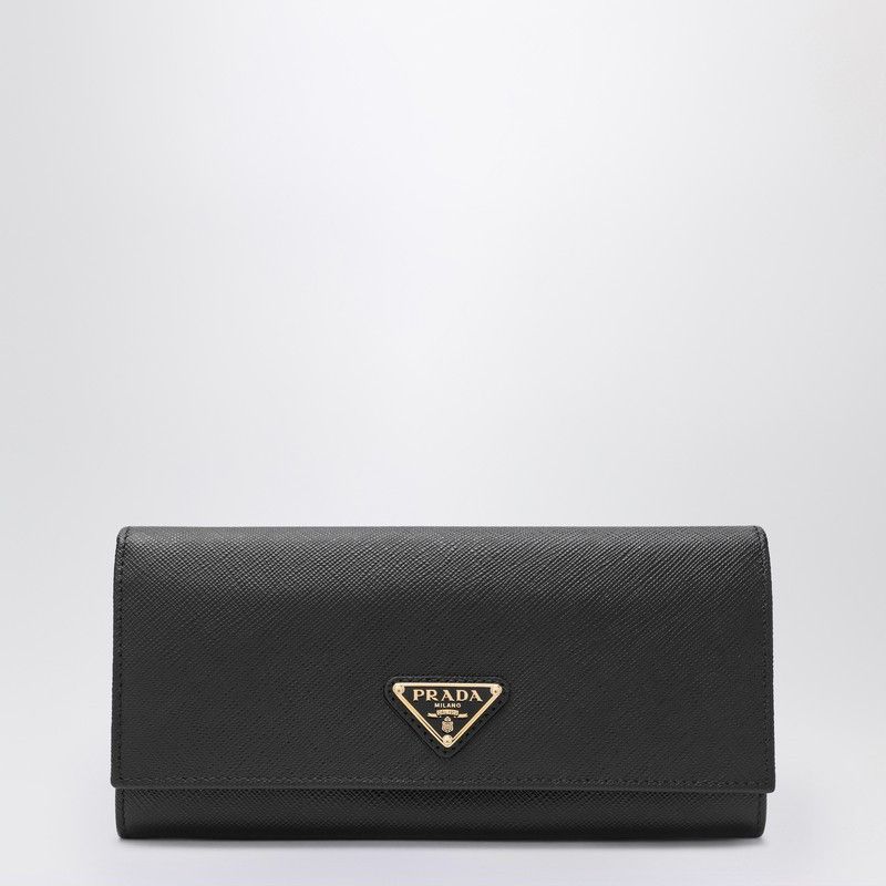 Prada Large Wallet In Black Saffiano