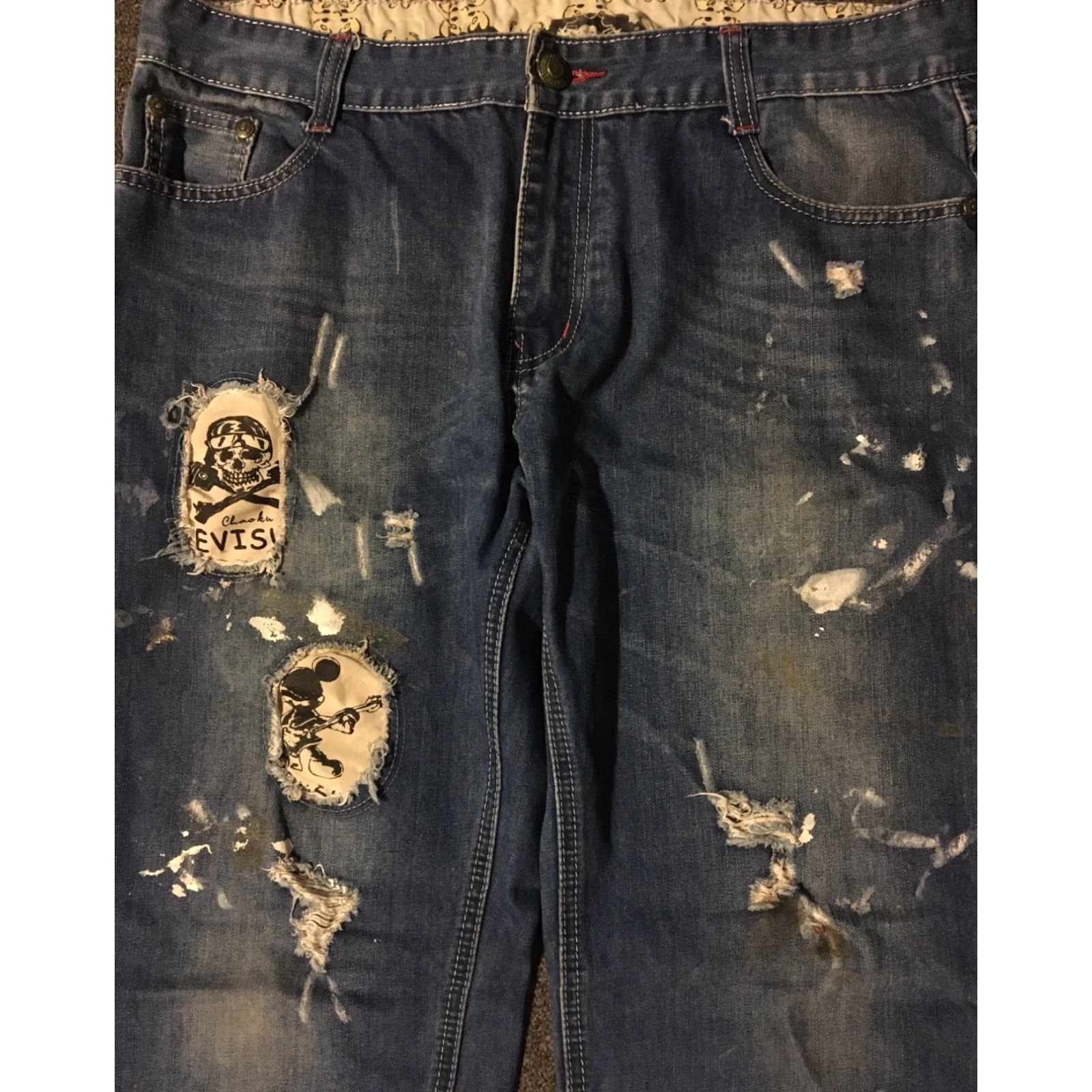 Vintage VINTAGE Fushen Mickey Mouse Distressed Red Tab Jeans 38/32 Designer Biker Grunge 90s Jeans Men Blue USA 90s Mens Size US 38 / EU 54 - 7 Thumbnail