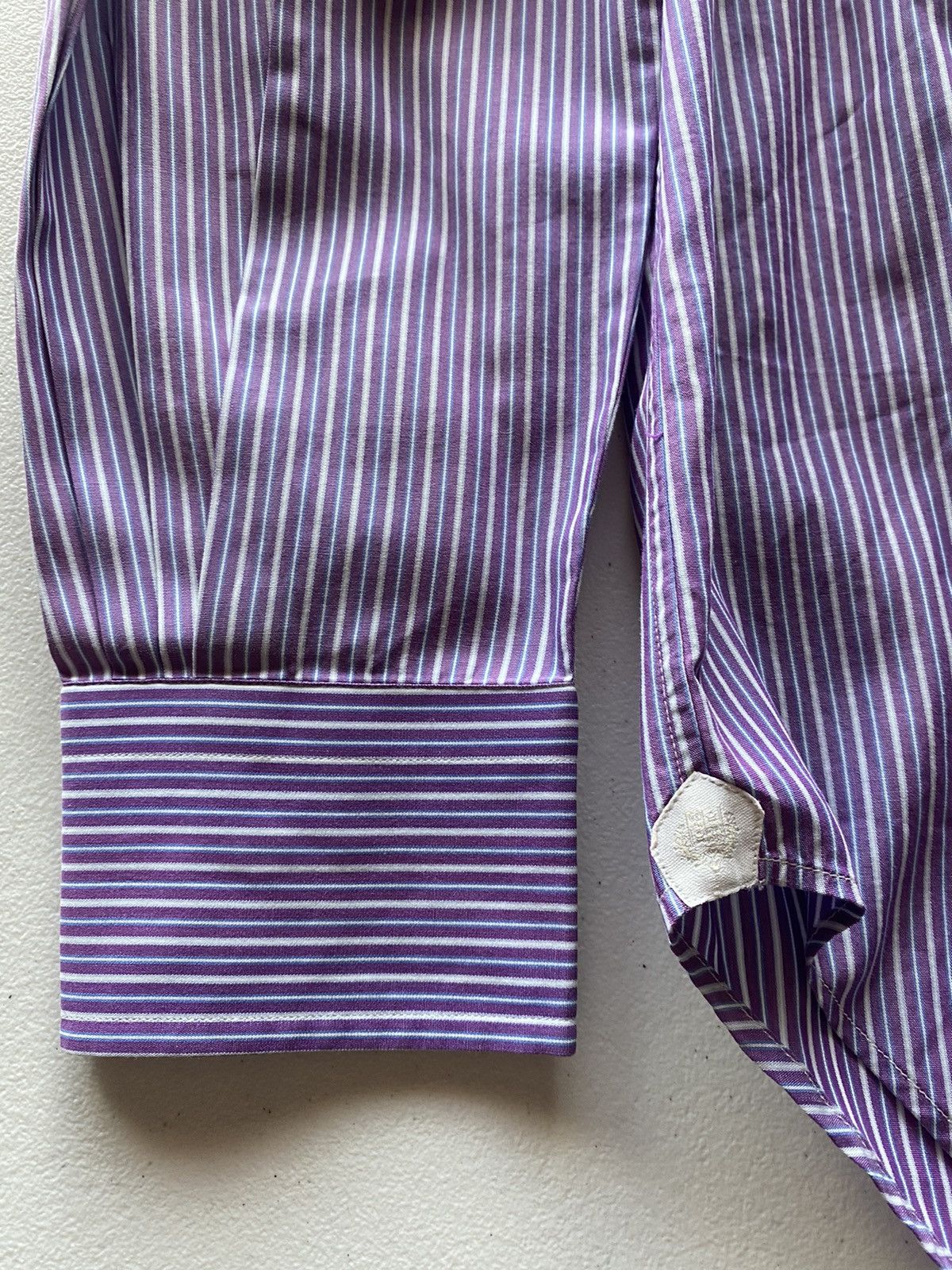 Loro Piana Loro Piana 🇮🇹 purple rep stripe dress shirt 16.5 42eu VGC Size US L / EU 52-54 / 3 - 3 Thumbnail
