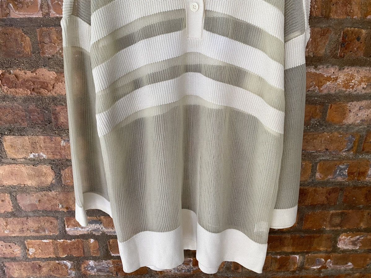 Homme Plisse Issey Miyake × Issey Miyake 2000s ISSEY MIYAKE Mesh Net stripe oversize shirt Size US L / EU 52-54 / 3 - 4 Thumbnail