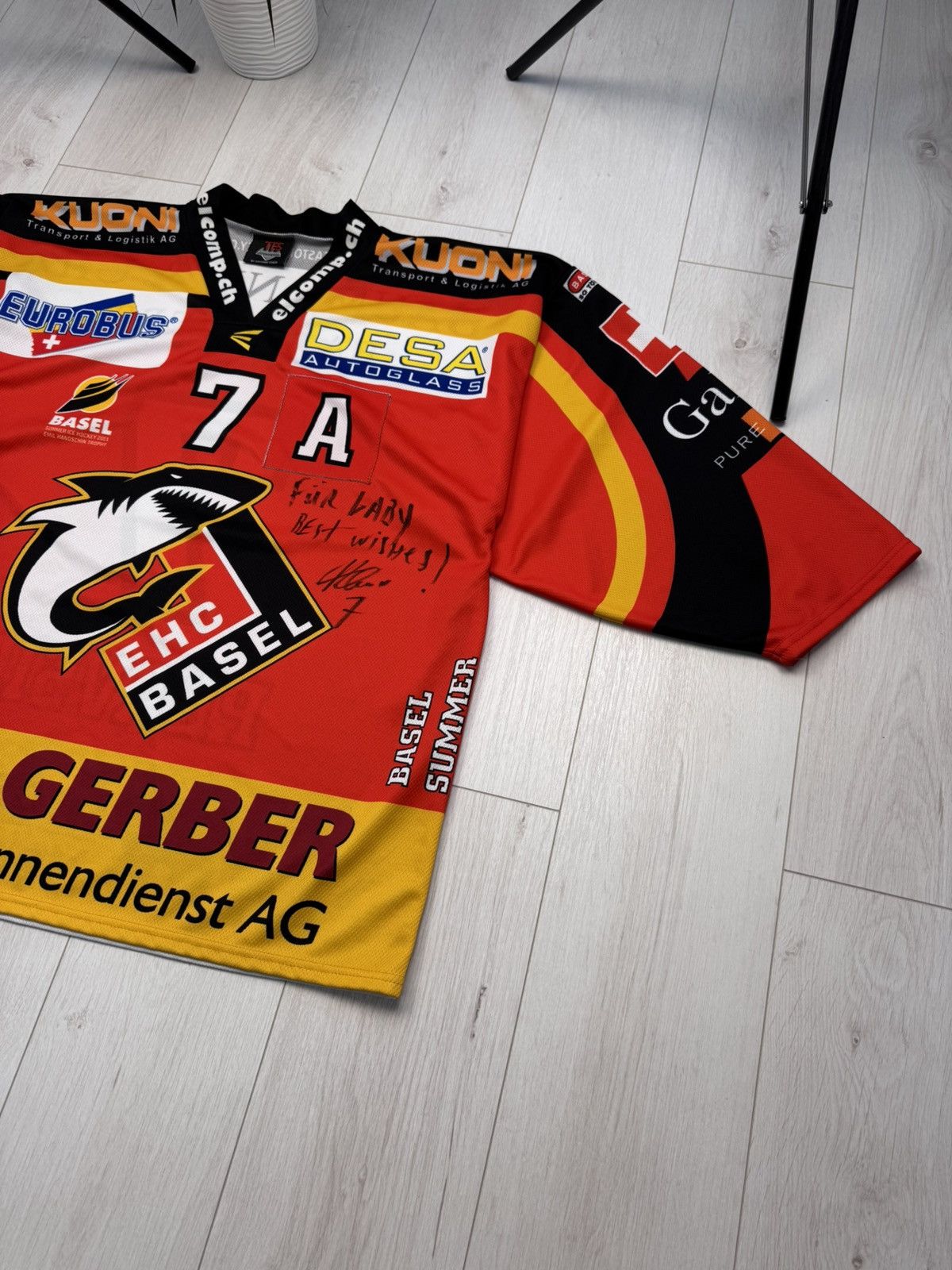 Other MATCHWORN SIGNED EHC BASEL 2012 ice hockey jersey Rare Size US XL / EU 56 / 4 - 3 Thumbnail