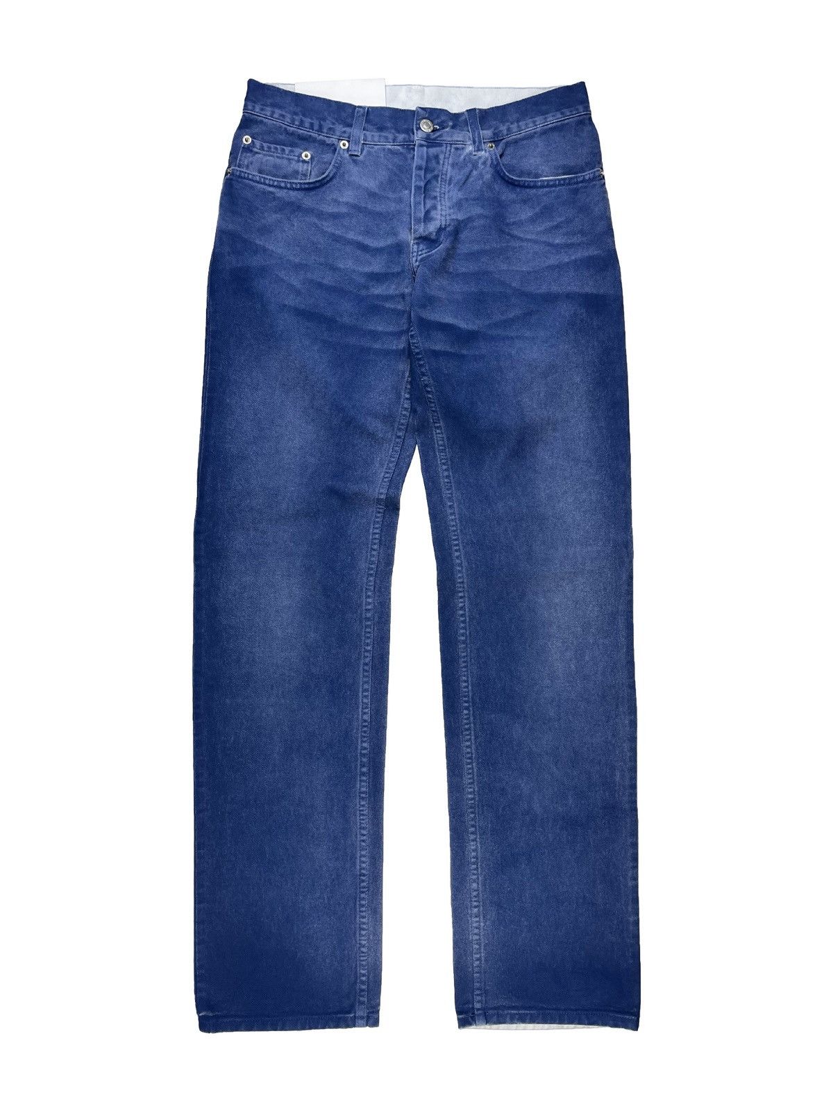 Helmut Lang SS02 Helmut Lang Overprinted Blue Denim Jeans Size US 30 / EU 46 - 1 Thumbnail