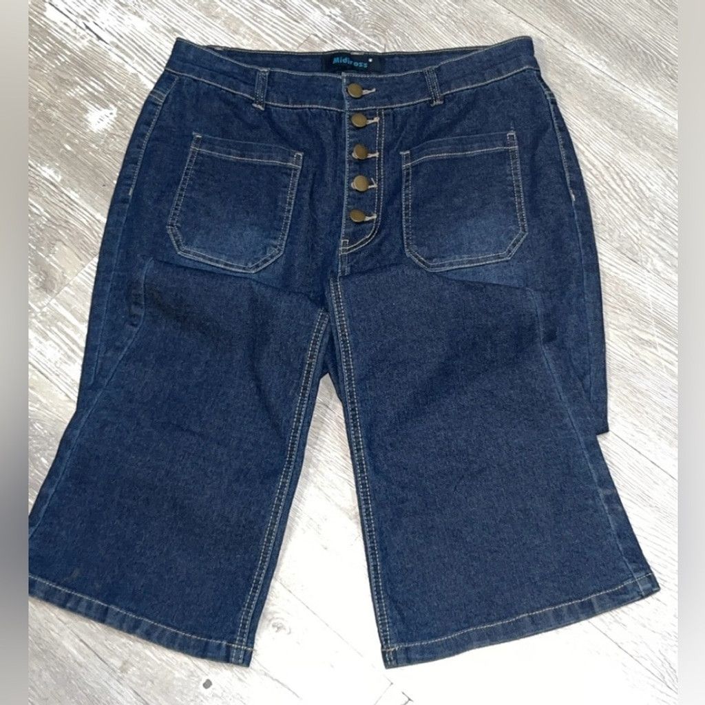 Other MidiRoss Dark Blue button fly Flared western Women's Jeans Size 33" - 4 Thumbnail