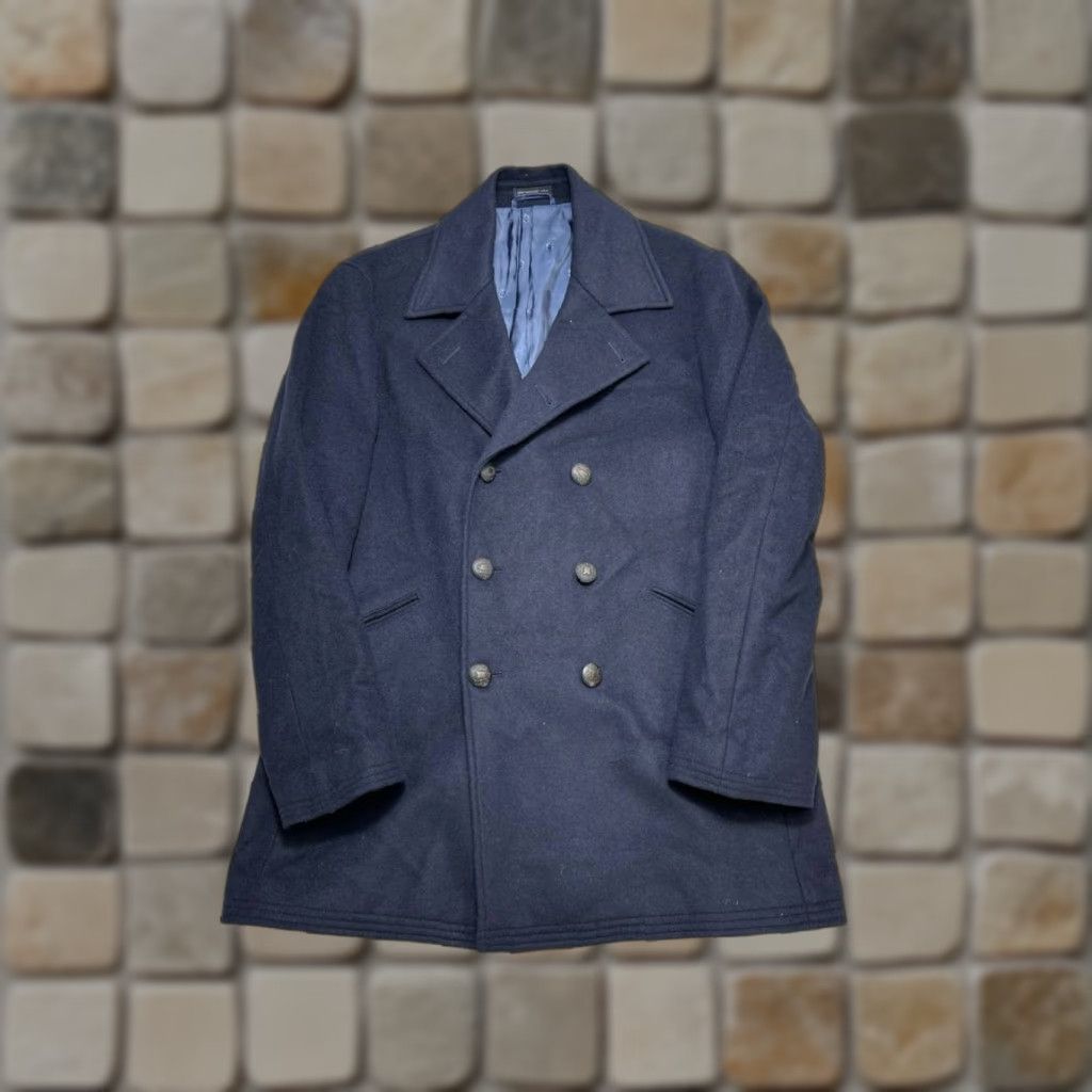 John Varvatos Peacoat Mens 42 Blue Lined Wool Notch Lapel Short Jacket Coat Winter Classic USA Mens