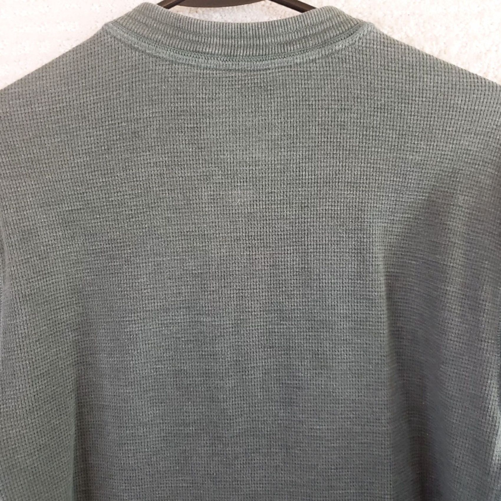 Roundtree & Yorke Casuals Henley Shirt Men M Green Long Sleeve Thermal Outdoor Waffle Knit Size US M / EU 48-50 / 2 - 7 Thumbnail