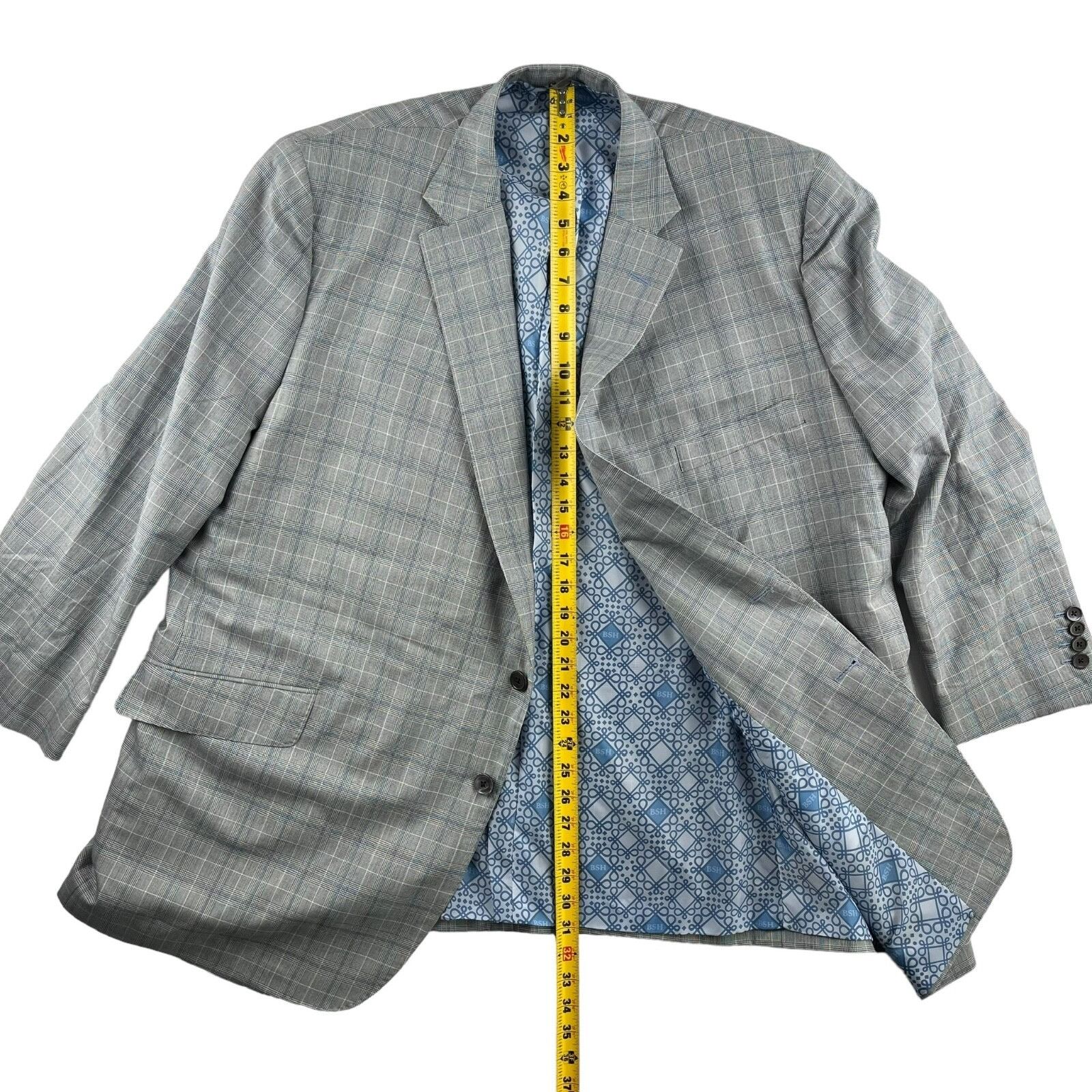 Holland & Sherry NEW Tom James x Holland & Sherry Gray Windowpane Plaid Suit• Size 50S - 5 Thumbnail