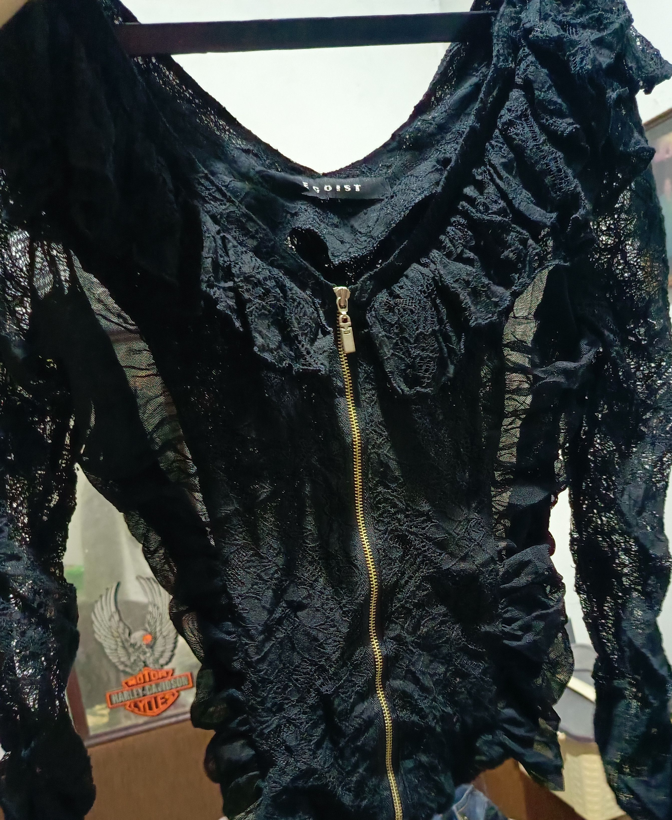 20471120 Vintage Layered Lace Mesh Gothic Blouse Size M / US 6-8 / IT 42-44 - 4 Thumbnail