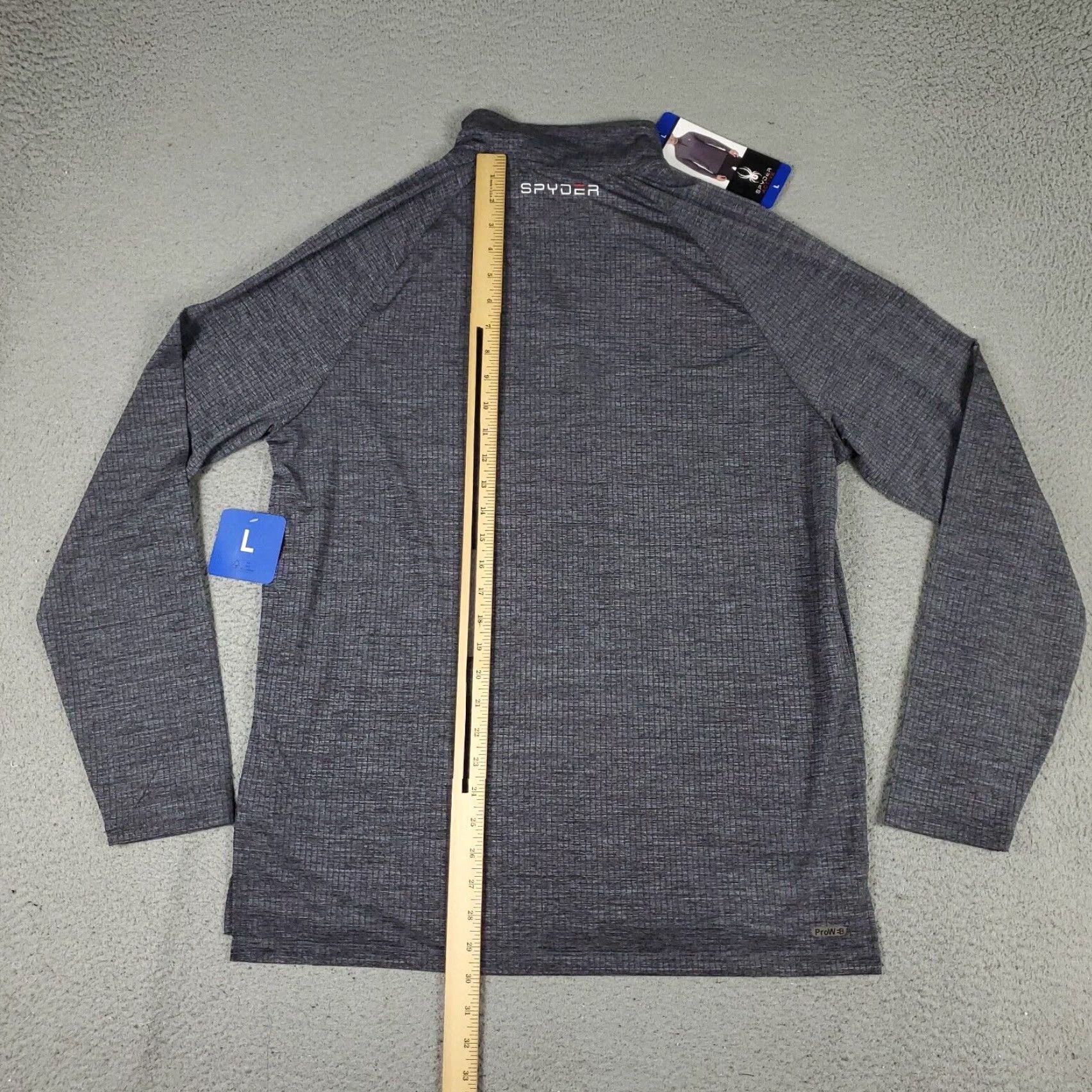 Spyder Shirt Mens L Gray 1/4 Zip Active Pullover Long Sleeve Classic Logo Zip Mock Neck