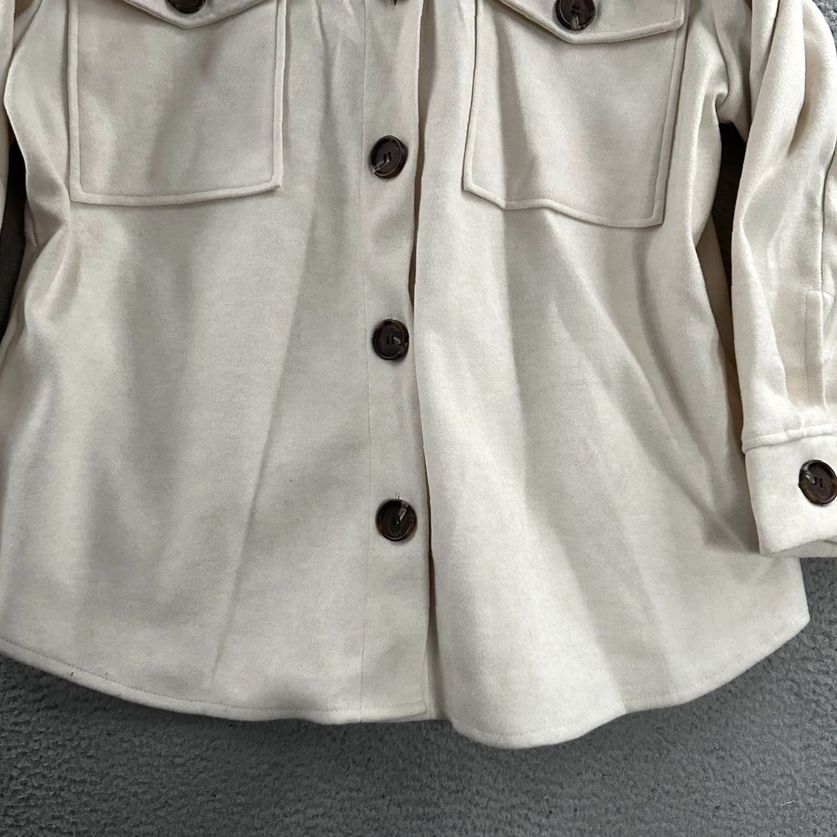 Vintage Ookie And Lola Womens Jacket 2X Ivory Solid Plush Shacket Polyester Blend Size XXL / US 16-18 / IT 52-54 - 3 Thumbnail