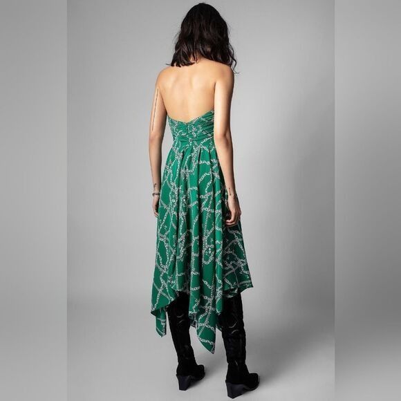 Zadig & Voltaire Zadig & Voltaire Raphia Emerald Green Skull Chaine Logo Dres Size M / US 6-8 / IT 42-44 - 3 Thumbnail