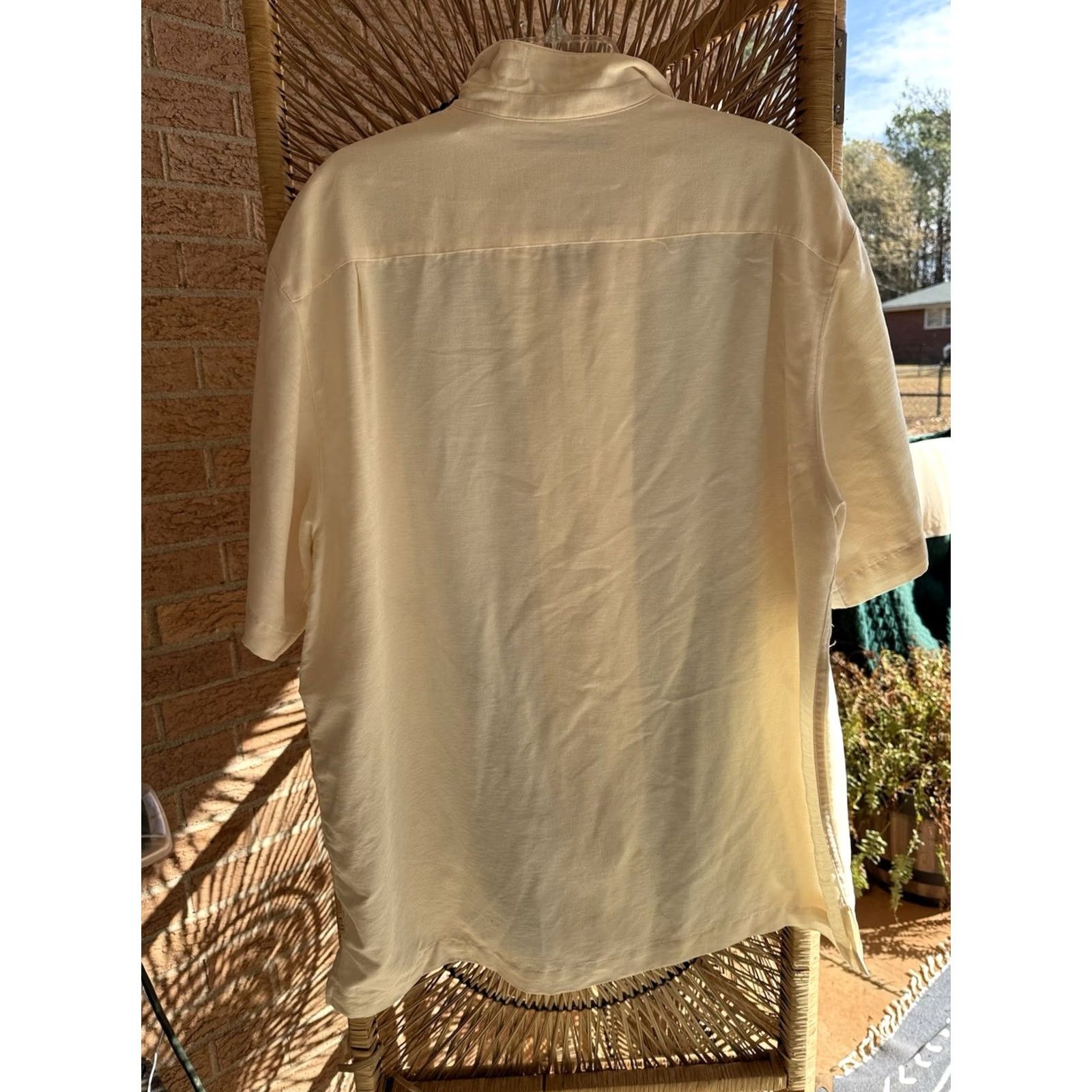 Vintage Caribbean Shirt Mens XL Ivory Hawaiian Button-Up Short Sleeve Casual Solid Size US XL / EU 56 / 4 - 4 Thumbnail