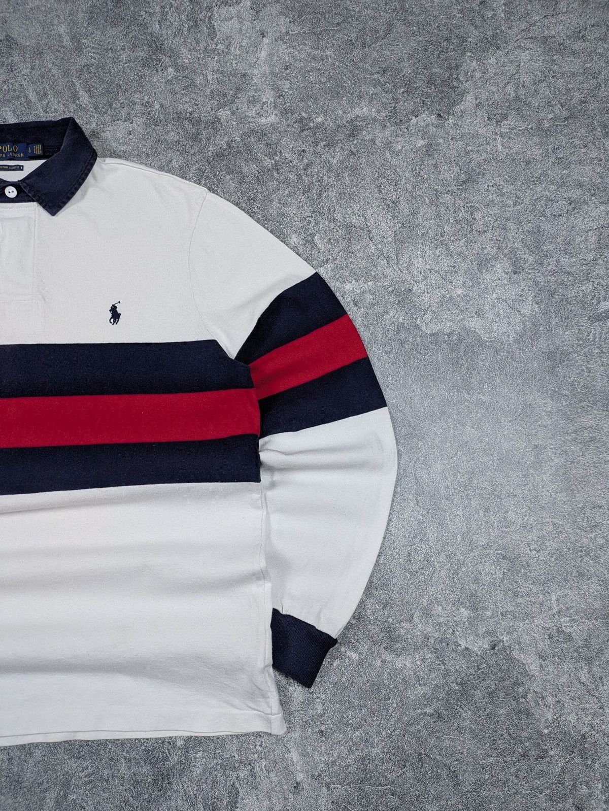 Polo Ralph Lauren Vintage Polo Ralph Lauren Striped Long Sleeve Rugby Polo Size US L / EU 52-54 / 3 - 2 Thumbnail