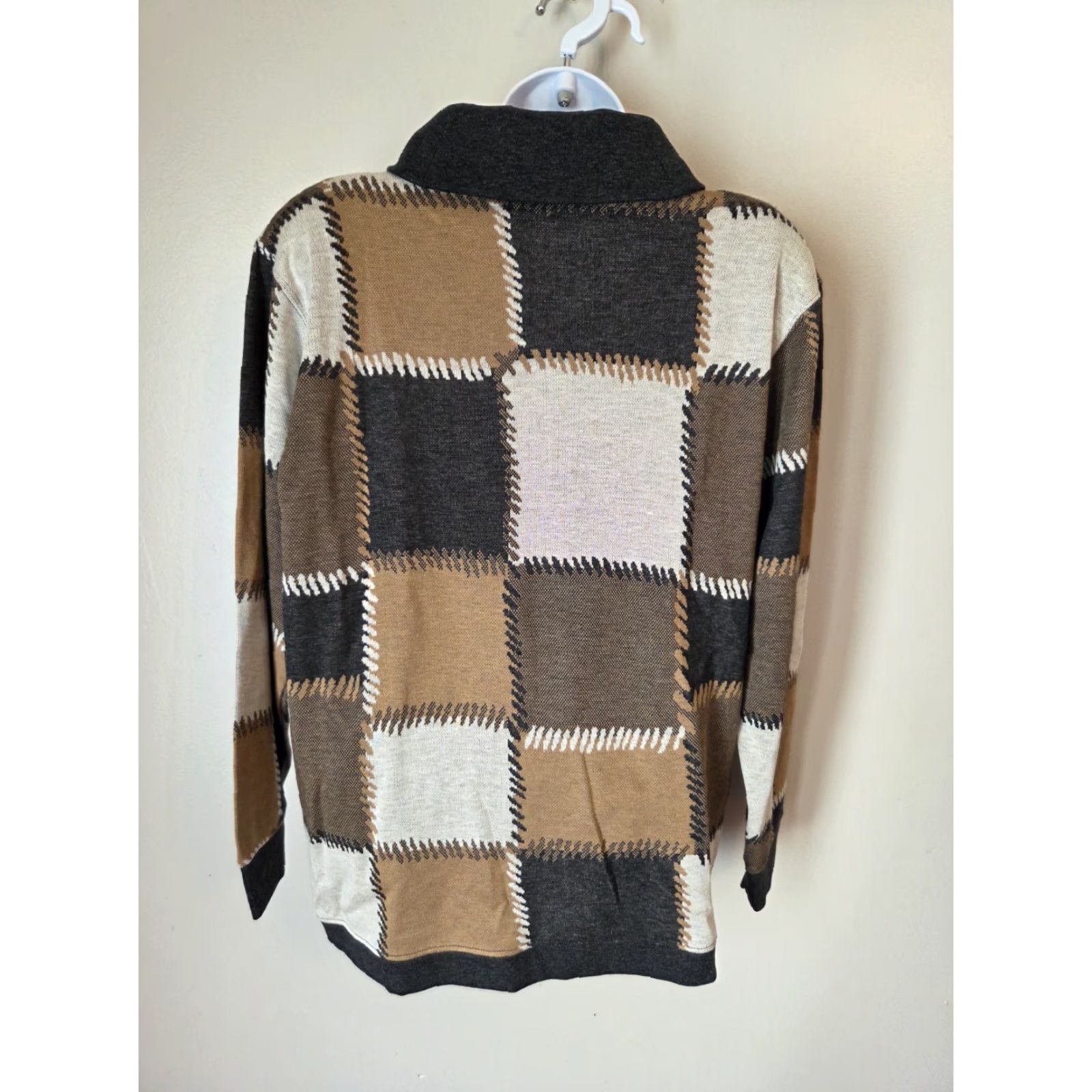 Vintage VINTAGE Cathy Daniels Patchwork Knit Turtleneck Sweater Size S Women Brown White Gray 90s Shoulder Pads Pullover Knit Casual Womens Size S / US 4 / IT 40 - 6 Thumbnail