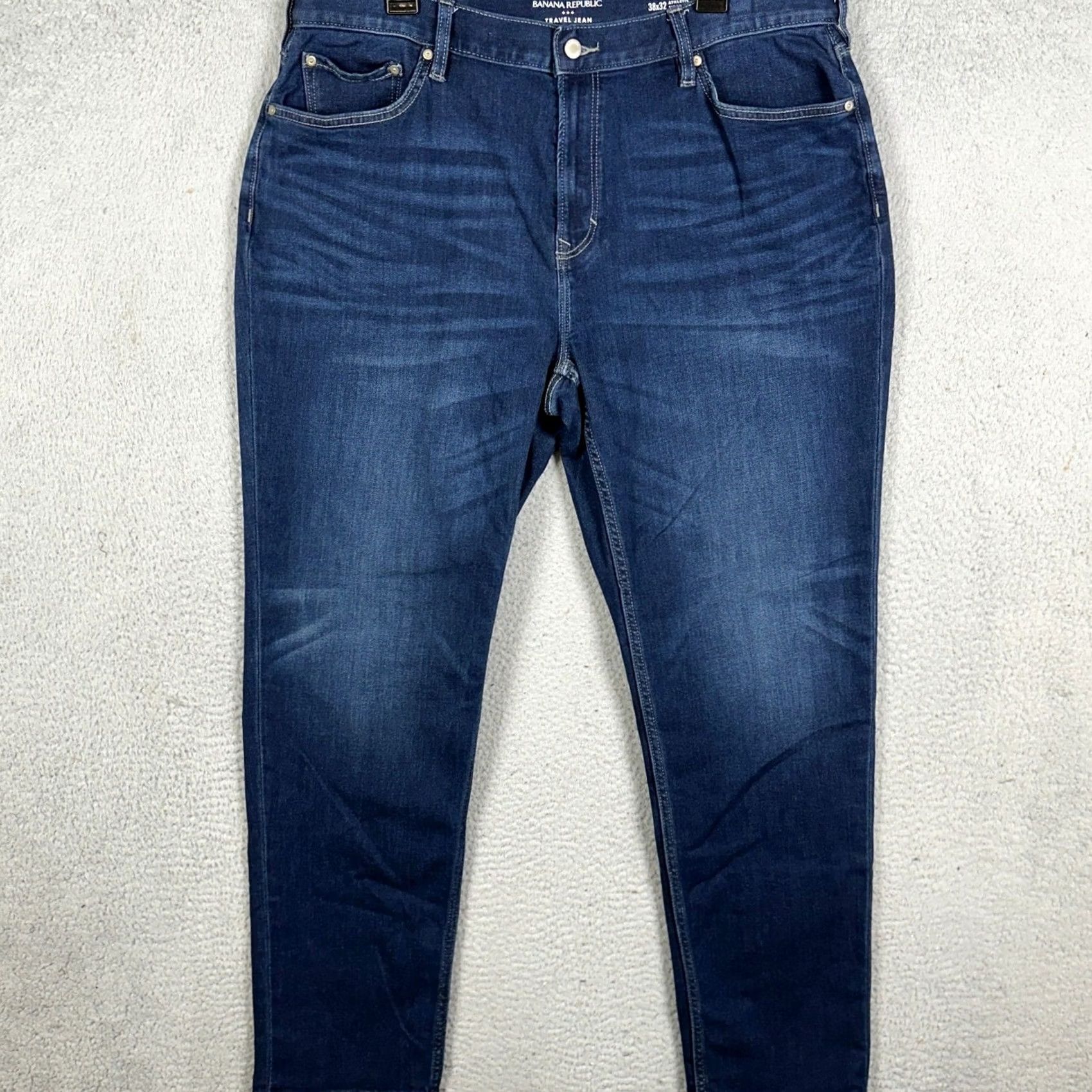 Banana Republic Banana Republic Travel Jeans Mens 38X32 Blue Athletic Fit Tapered Leg Stretch Jeans Size US 38 / EU 54 - 2 Thumbnail