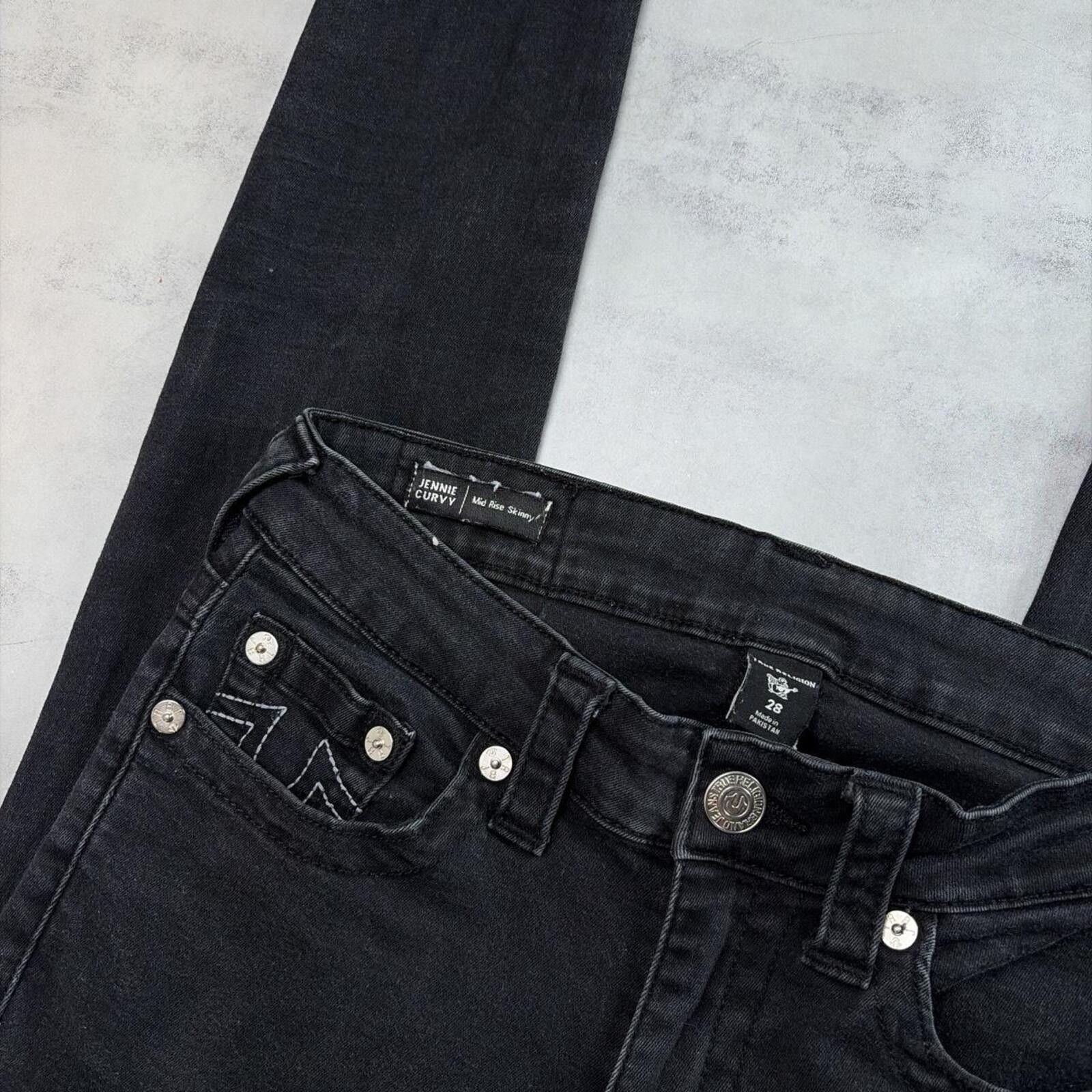 True Religion Y2K Black True Religion Grunge Gothic Skinny Denim Jeans Size 30" / US 8 / IT 44 - 4 Thumbnail