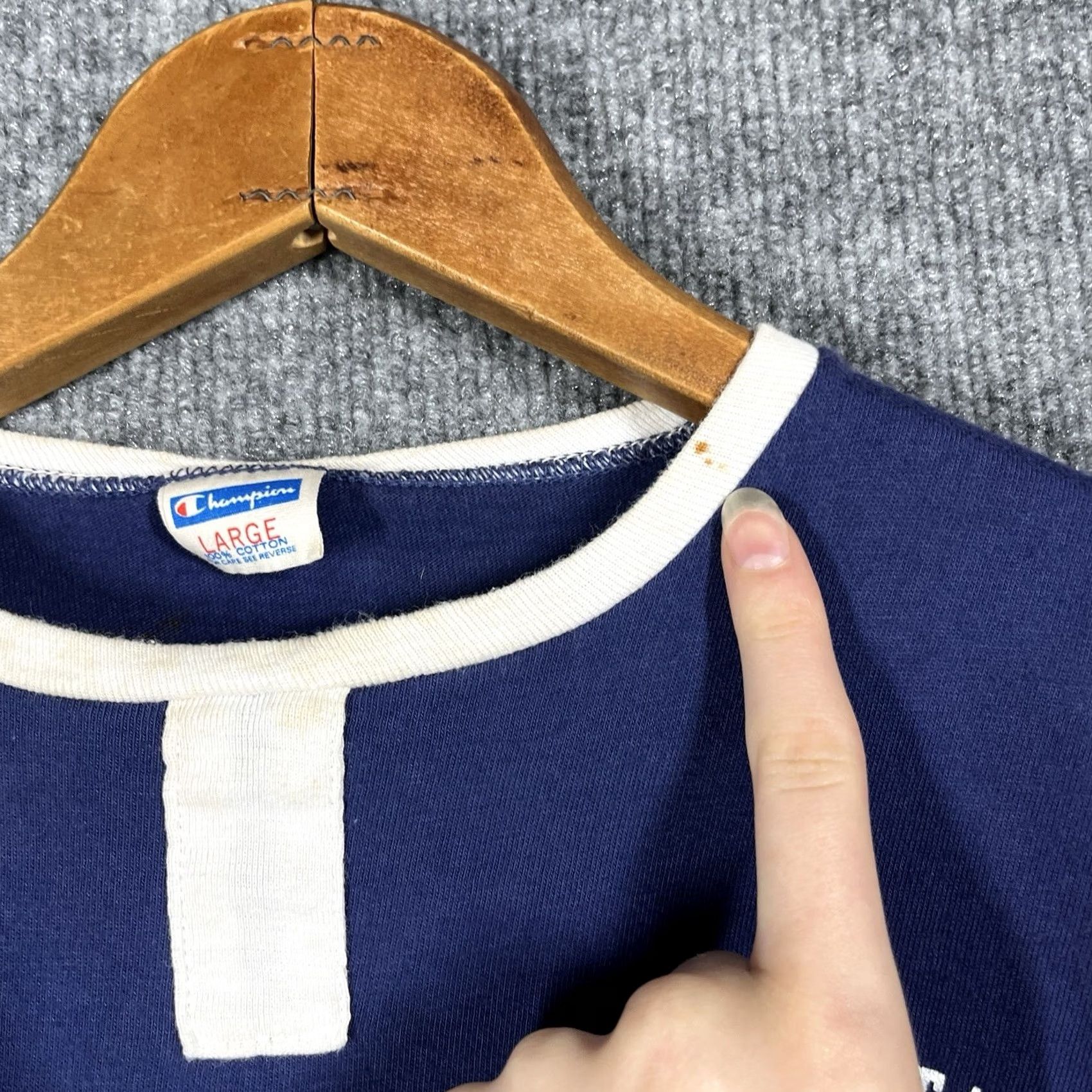 Champion VINTAGE 70s Champion US Lacrosse School T Shirt Mens Size Large Ringer Blue Bar Size US L / EU 52-54 / 3 - 7 Thumbnail