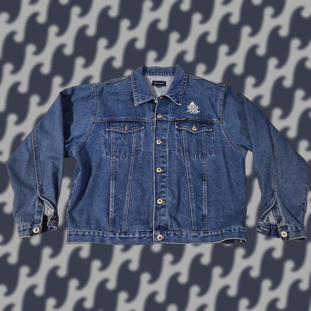 Denime Blue League Denim Jacket Mens Large Blue Trucker Sahara Hotel Casino Vegas Logo Size US L / EU 52-54 / 3 - 1 Thumbnail