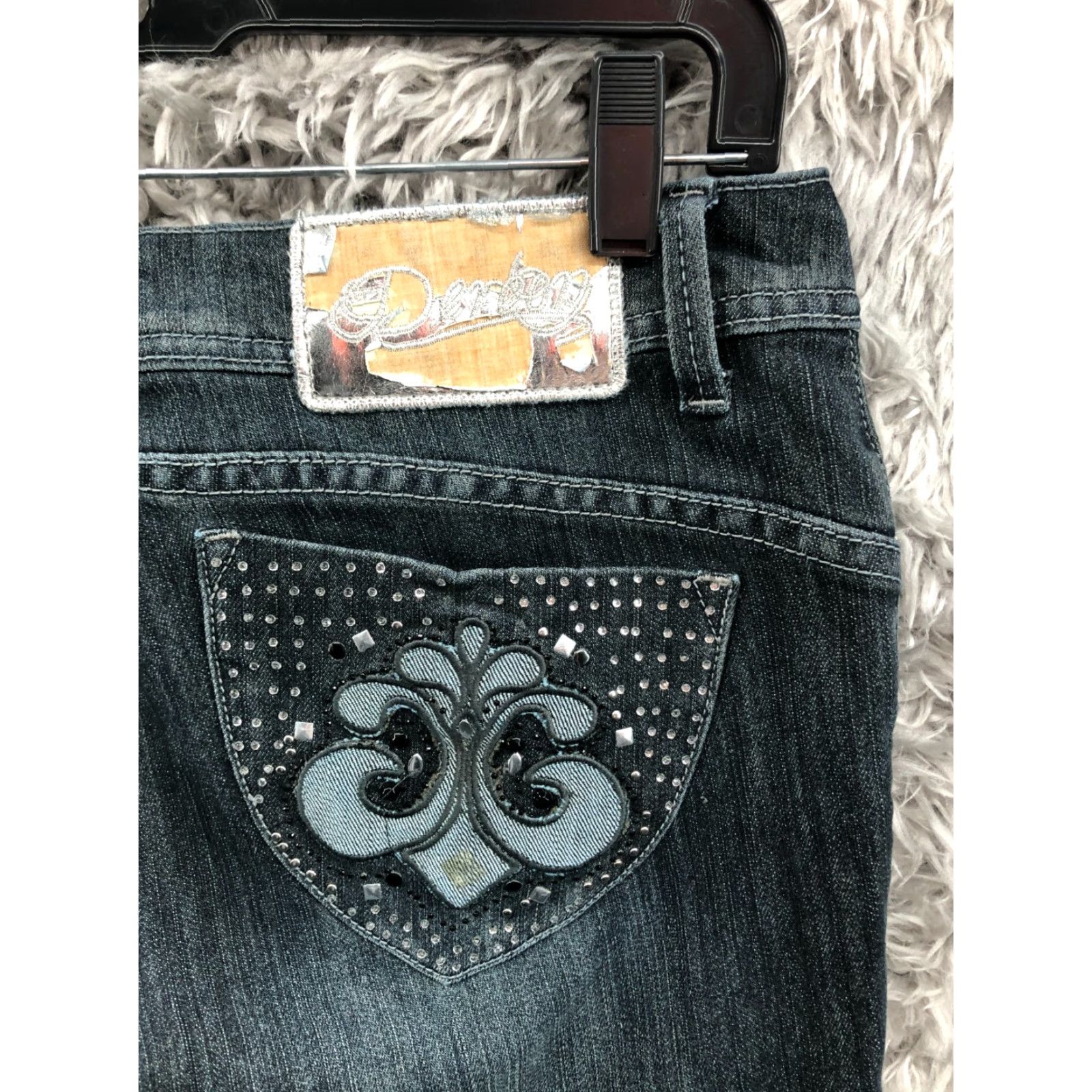 Denime Dereon Jeans Skinny Mid Dark Blue 30 in 33 in Juniors Size 7 Belt Loops 5-Pocket Denim Fashion Womens Size 28" / US 6 / IT 42 - 7 Thumbnail