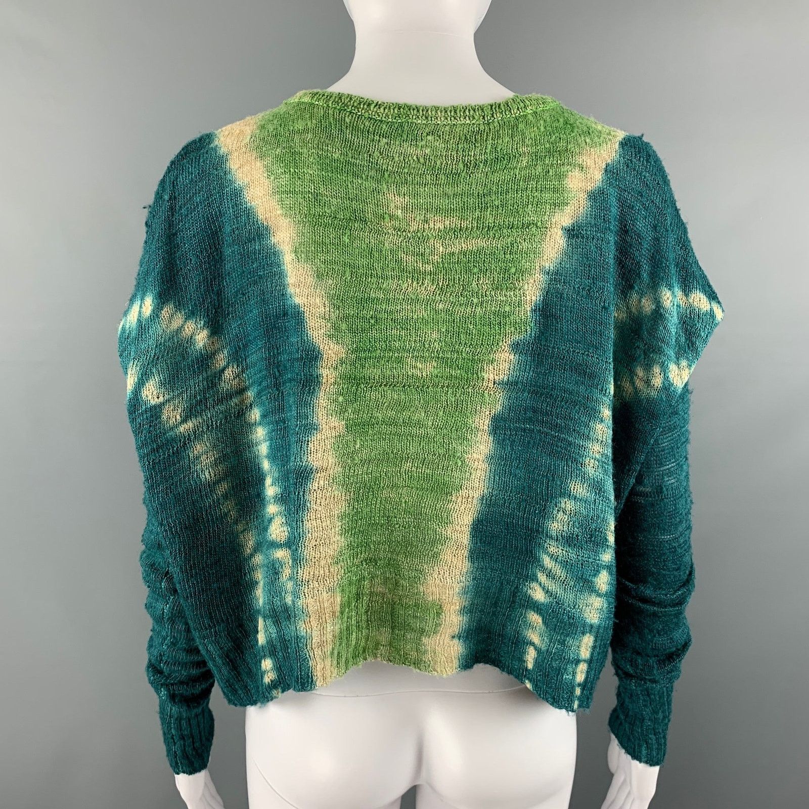 Altuzarra ALTUZARRA Size S Green Blue Silk Tie Dye Cropped Casual Top Size S / US 4 / IT 40 - 3 Thumbnail