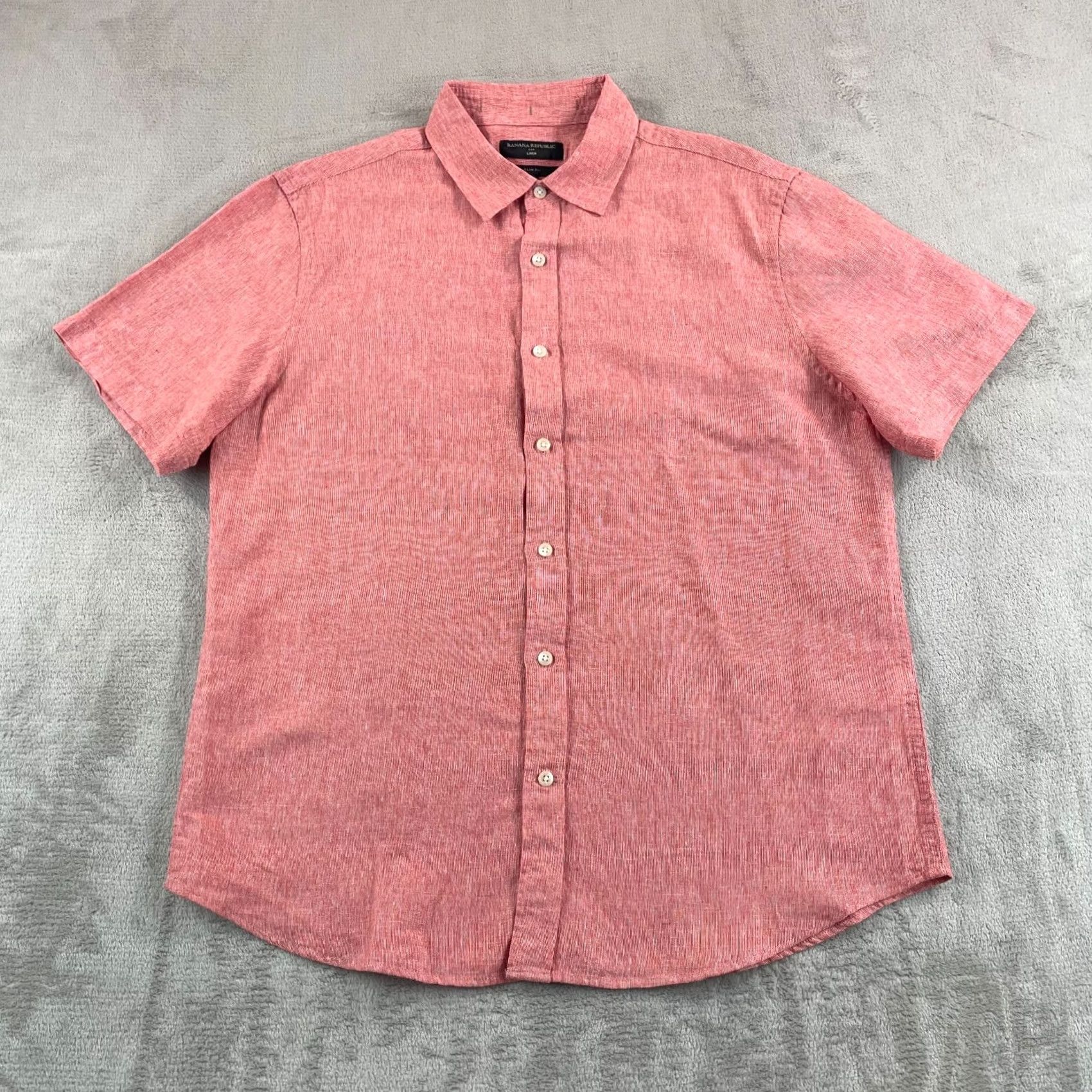 Banana Republic Banana Republic Shirt Men Large Heather Red Linen Slim Fit Beach SS NWOT Size US L / EU 52-54 / 3 - 3 Thumbnail