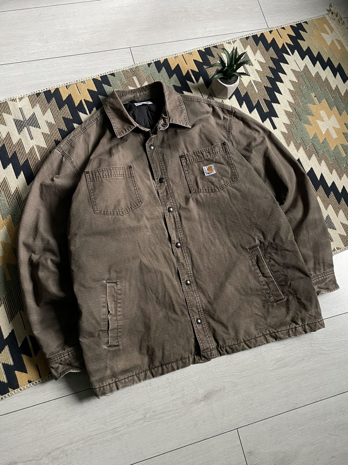 Carhartt Vintage Carhartt Detroit Style Brown Y2K Distressed Jacket Size US XL / EU 56 / 4 - 3 Thumbnail