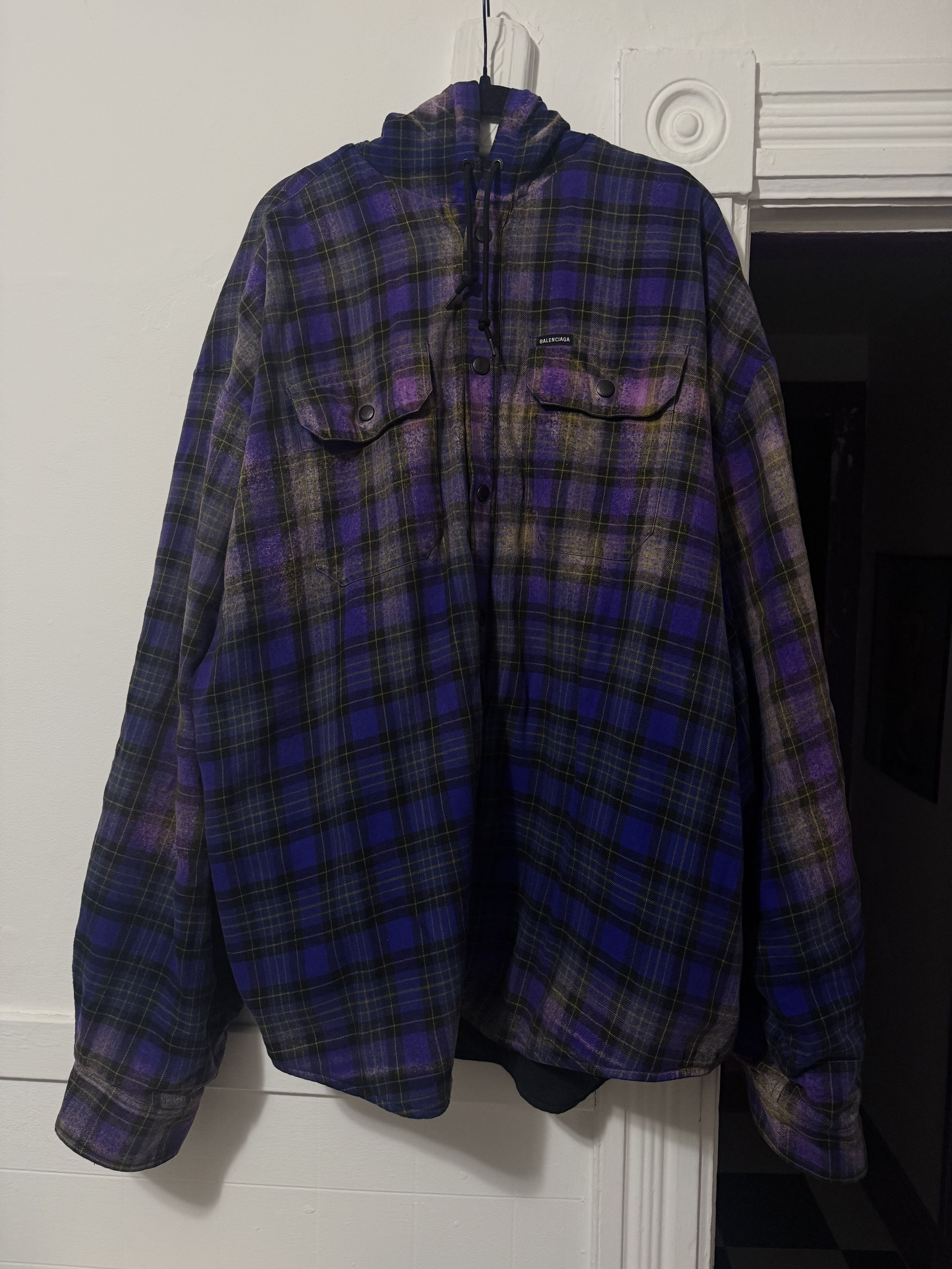 Balenciaga Balenciaga Bleached Flannel Jacket Size US S / EU 44-46 / 1 - 1 Thumbnail