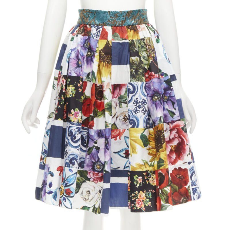 Dolce & Gabbana DOLCE GABBANA Sicilian Patchwork floral patchwork brocade waist skirt IT38 XS Size 26" / US 2 / IT 38 - 1 Thumbnail