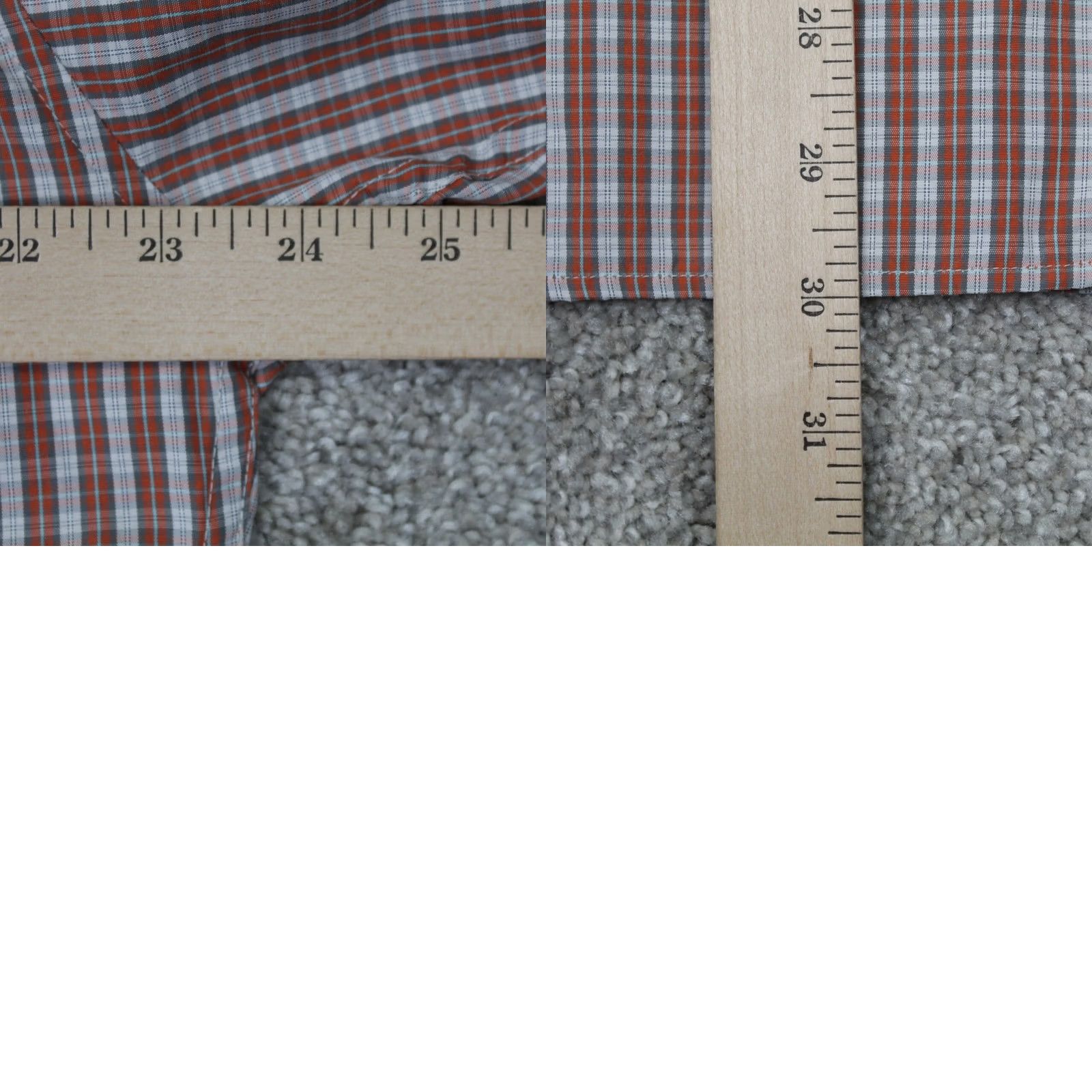 Eddie Bauer Eddie Bauer Button-Up Shirt Mens Large Orange/Gray Plaid S/S Cotton/Polyester Travex Casual Size US L / EU 52-54 / 3 - 9 Thumbnail