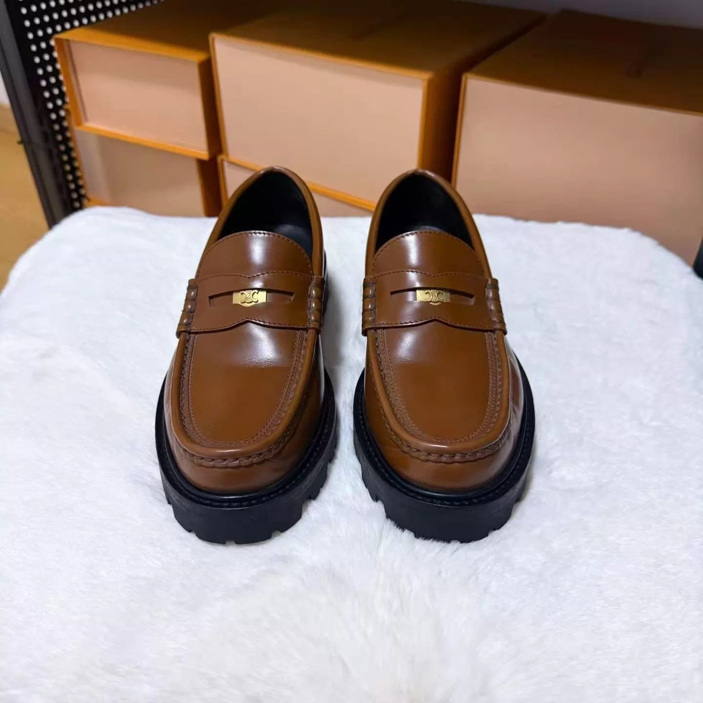 Celine Celine Triomphe Thick Loafers Brown/Caramel 37 LN Size US 6.5 / IT 36.5 - 2 Thumbnail