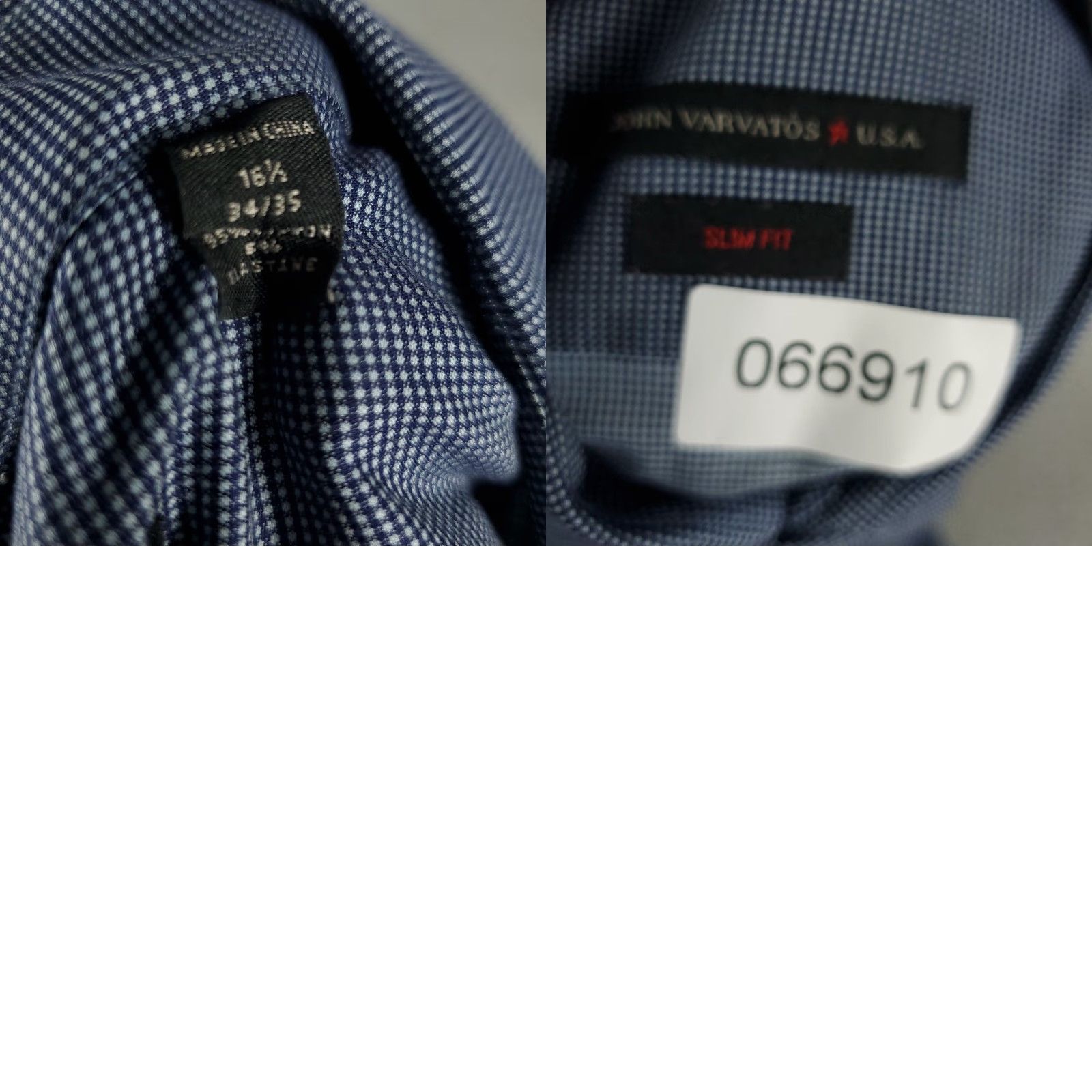 John Varvatos John Varvatos Shirt Mens 16.5 Blue Slim Fit Dress Button Up Long Sleeve Size 46R - 8 Thumbnail