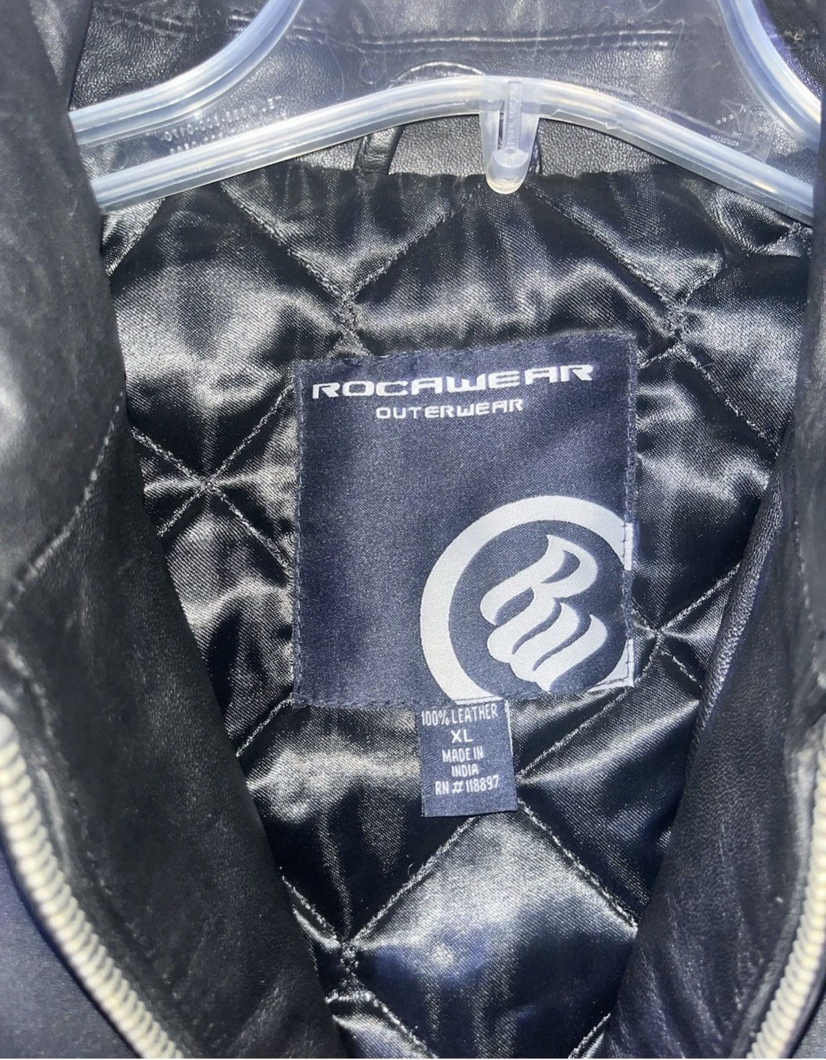 Rocawear Rocawear Men's Black Leather Bomber Jacket Size US XL / EU 56 / 4 - 2 Thumbnail