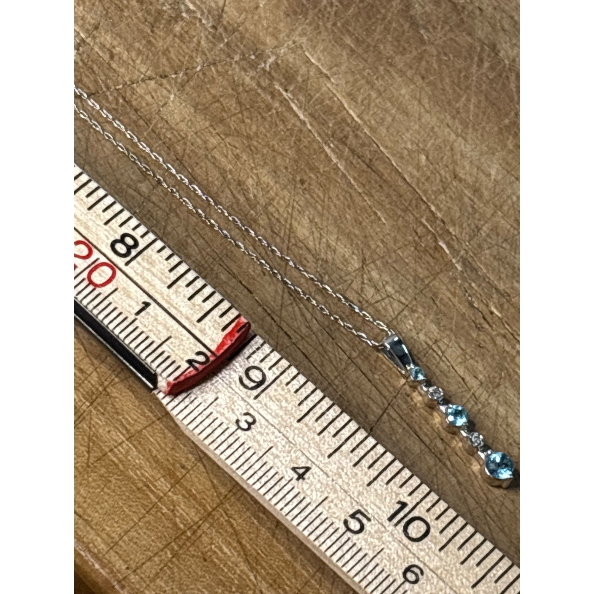 Other 925 Sterling Silver Necklace With Blue & Clear Gemstone Pend Size ONE SIZE - 9 Thumbnail