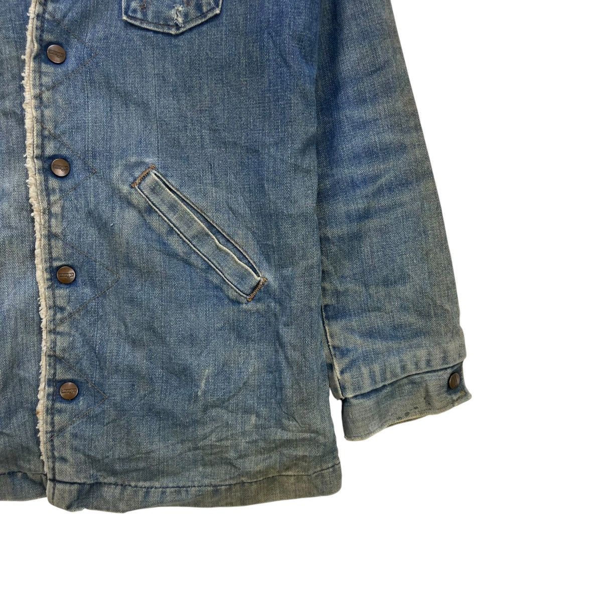 Indigo 🗣️Vintage Distressed Wrangler Shearling Denim Warm Jacket Size M / US 6-8 / IT 42-44 - 7 Thumbnail