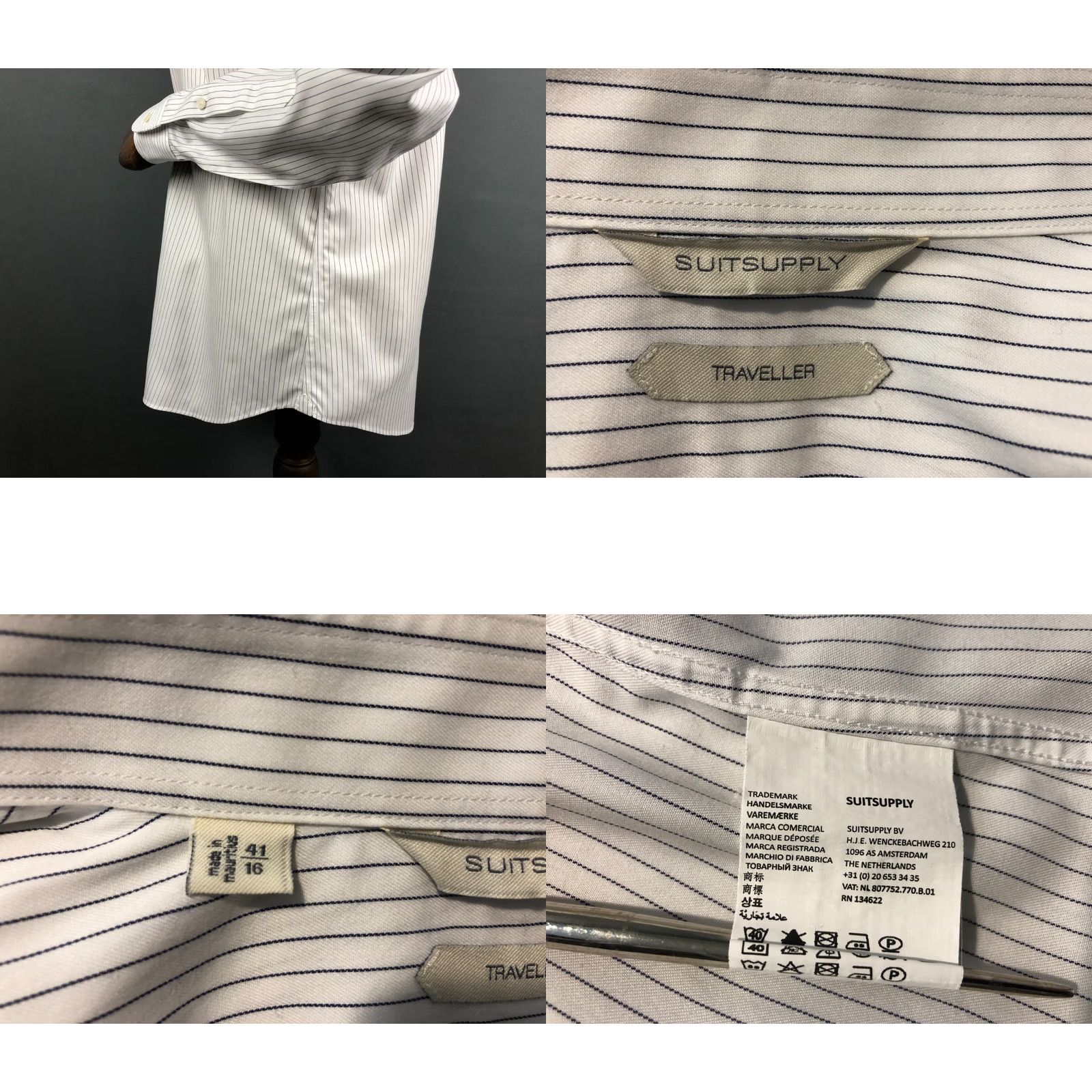 Suitsupply Suitsupply Traveller Shirt 41/16 White Cotton Striped Long Sleeve Button-Up Casual Mens Size US L / EU 52-54 / 3 - 8 Thumbnail