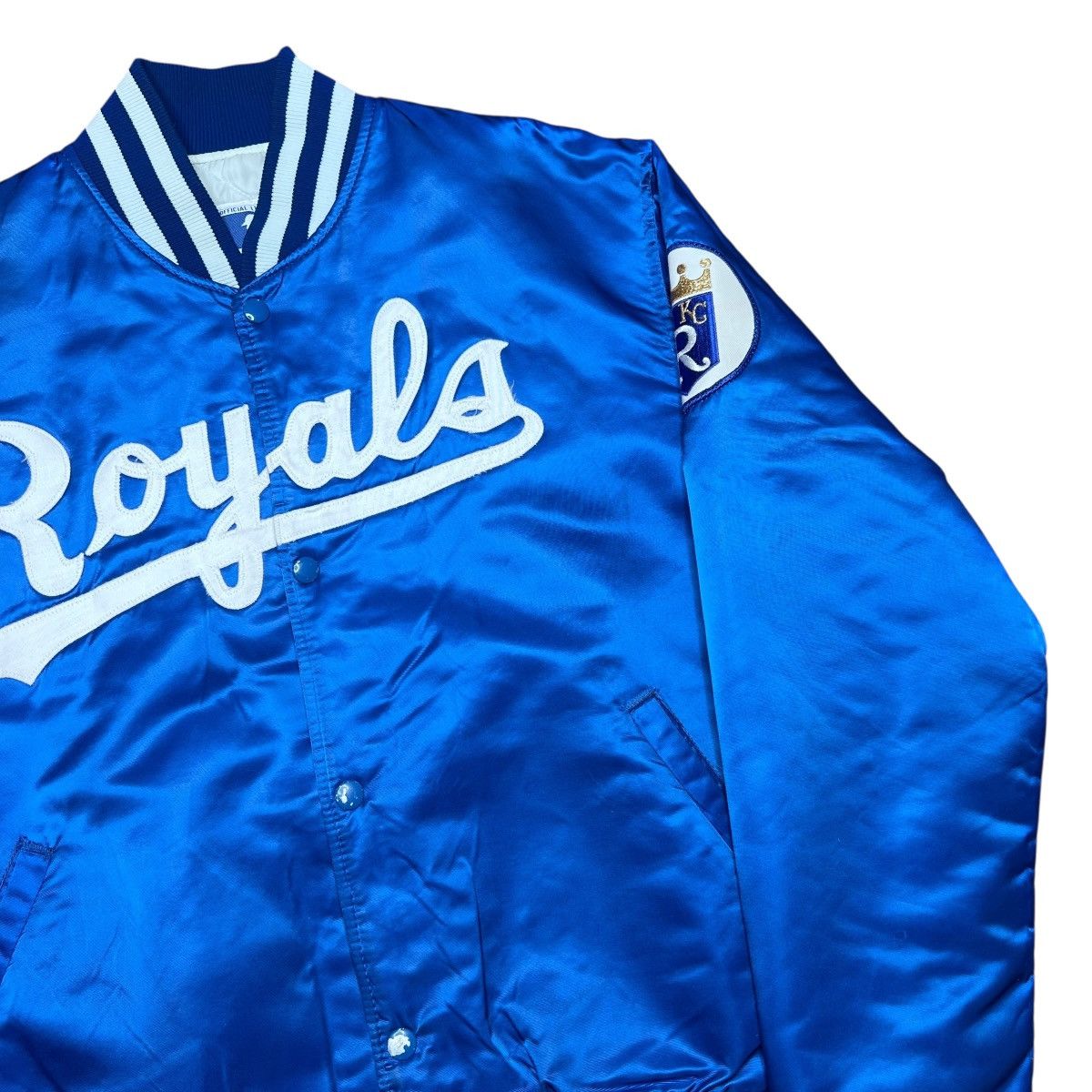 Starter 1990s MLB Kansas City Royals Starter Spell Out Satin Jacket Size US L / EU 52-54 / 3 - 18 Thumbnail