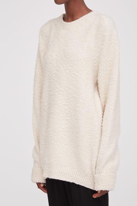 Maison Margiela o1bcso1str0526 Textured Cotton Sweater in Off White Size S / US 4 / IT 40 - 2 Thumbnail