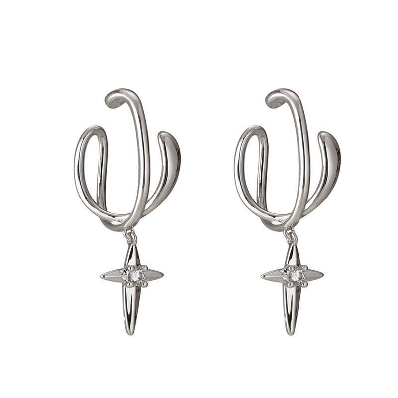 Jewelry × Sterling Silver Cross Matchless Earrings One Pairs Chrome Jewelry Size ONE SIZE - 6 Thumbnail