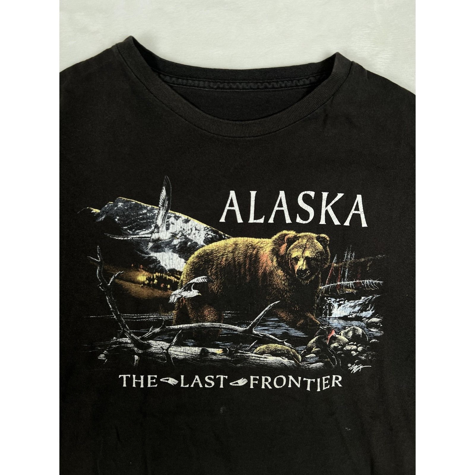 Other Vintage Alaska Bear T-Shirt Mens Large Black "The Last Front Size US L / EU 52-54 / 3 - 2 Thumbnail