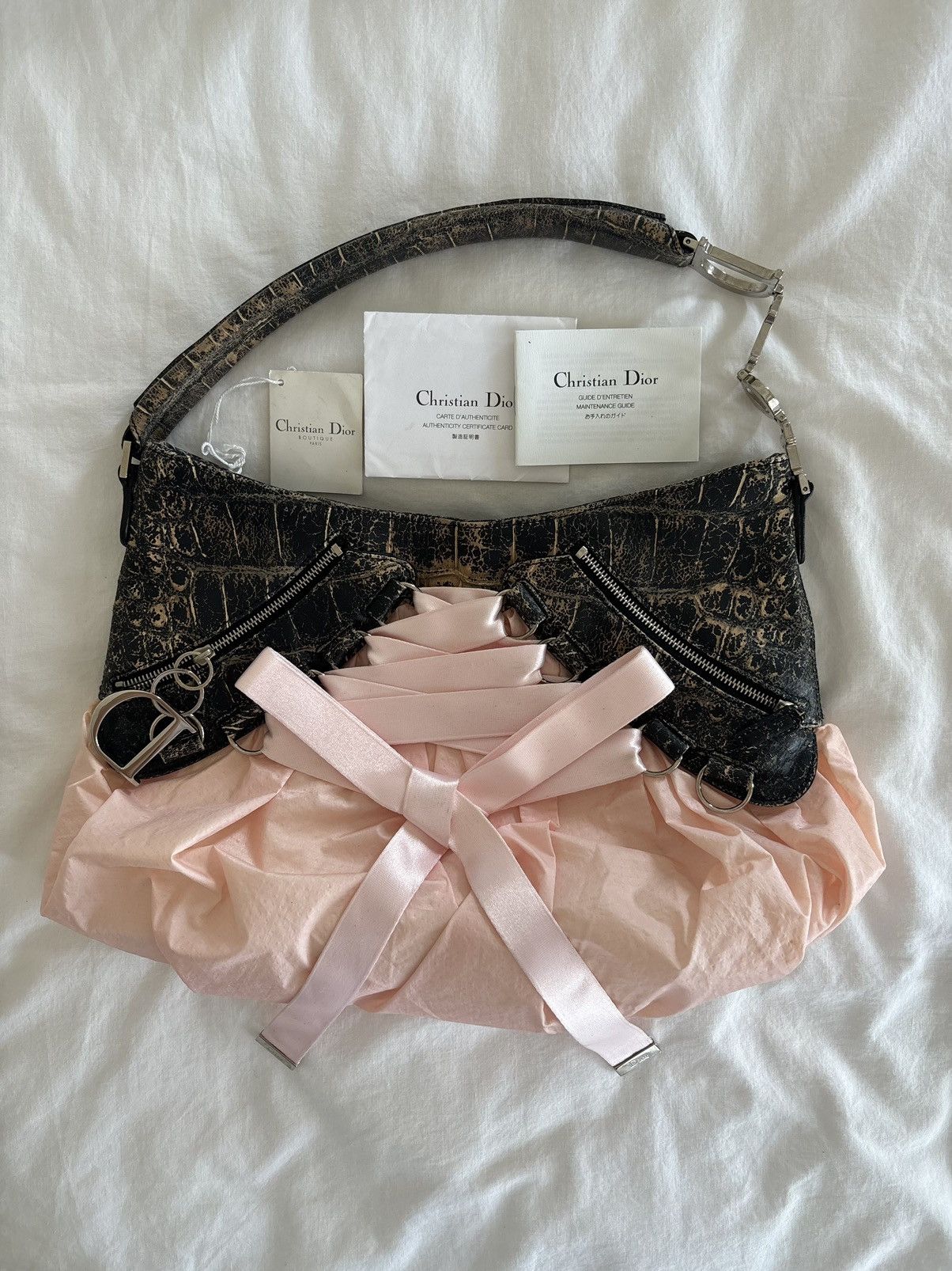 Dior Christian Dior RARE Pink and Black Python Corset Ballet Bag Size ONE SIZE - 1 Thumbnail