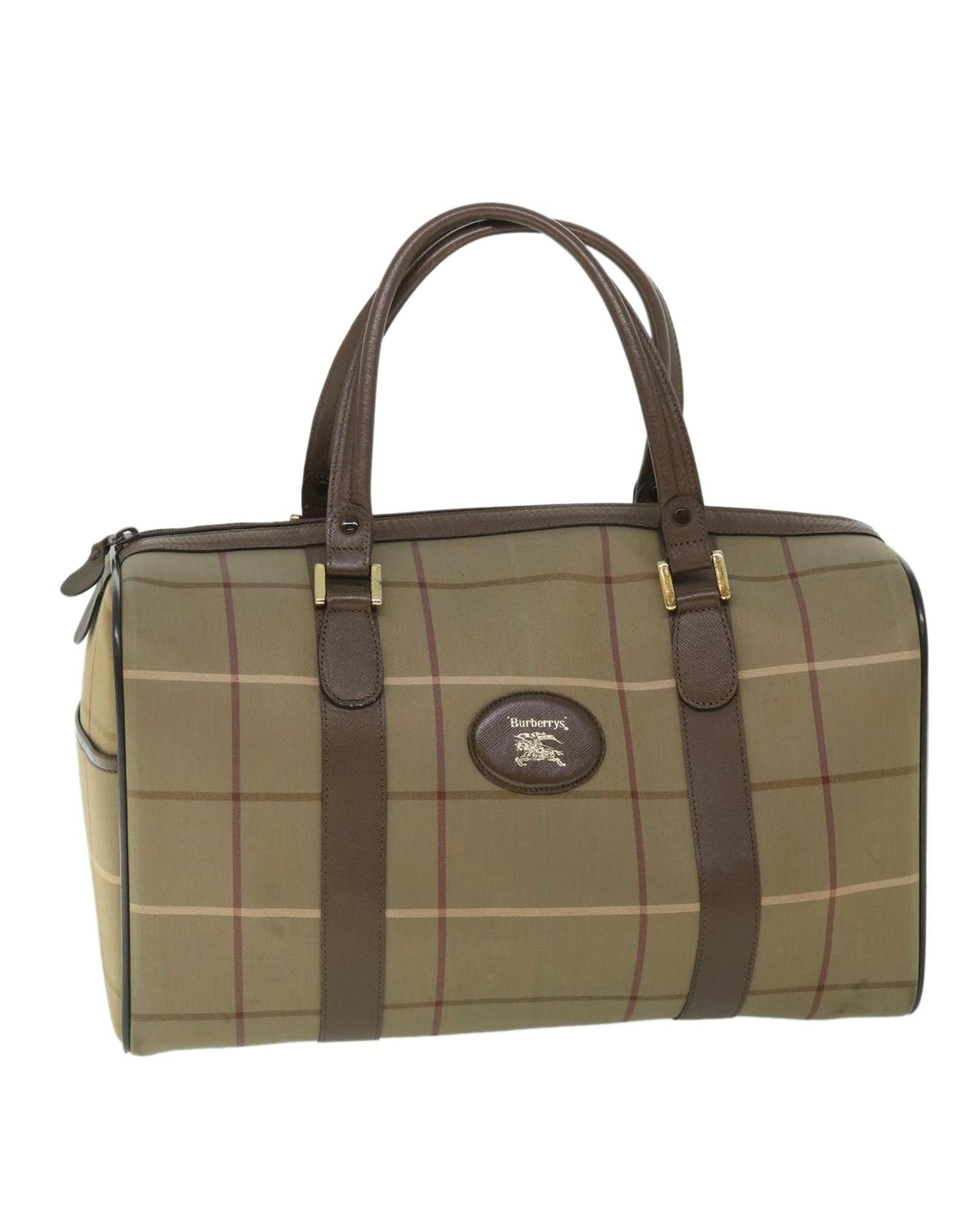 image of Burberry Classic Canvas Boston Bag in Brown, Women's