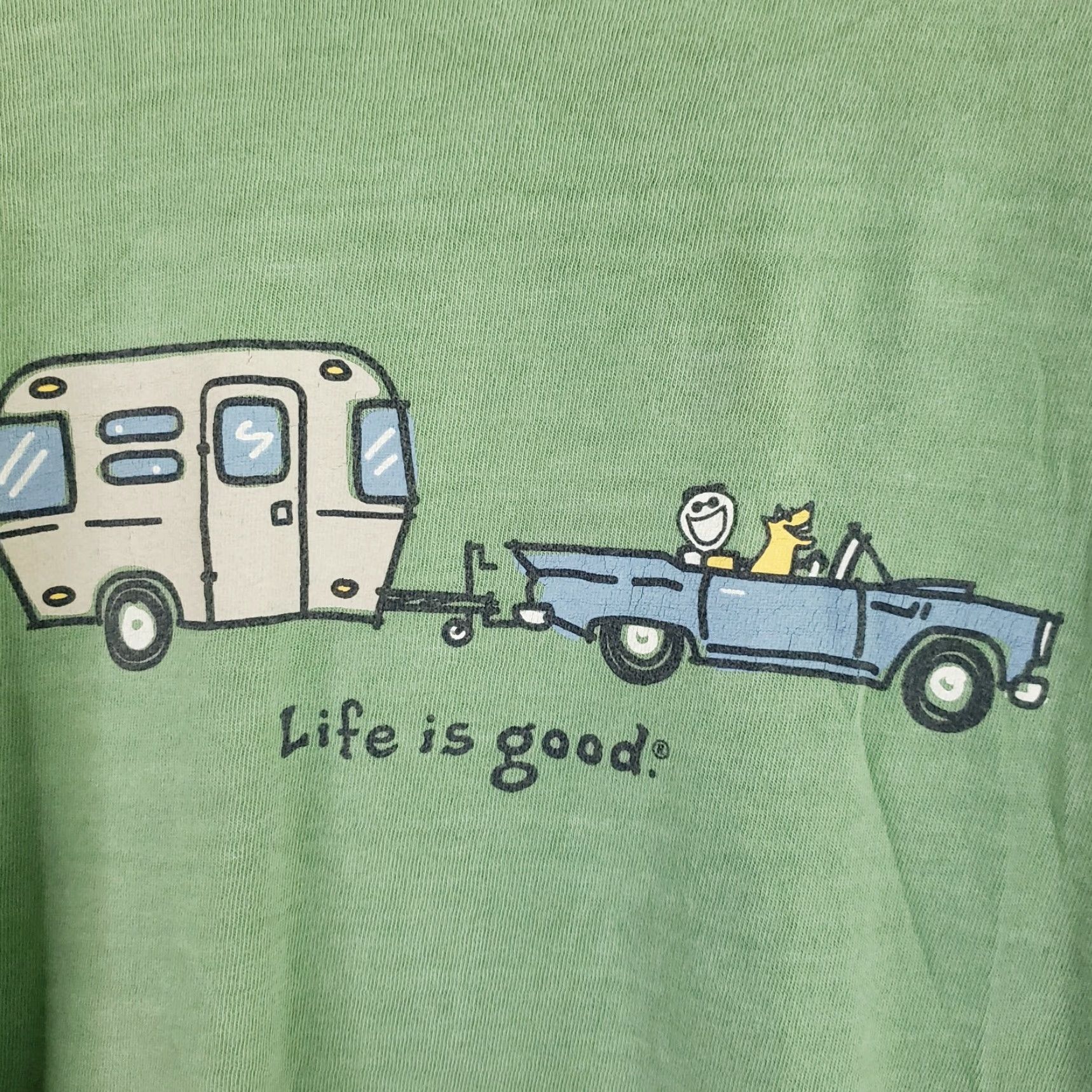 Life is Good Life is Good Crusher Tee Shirt "Happy Camper" Short Sl. Crew Neck Mens XL Green Size US XL / EU 56 / 4 - 4 Thumbnail