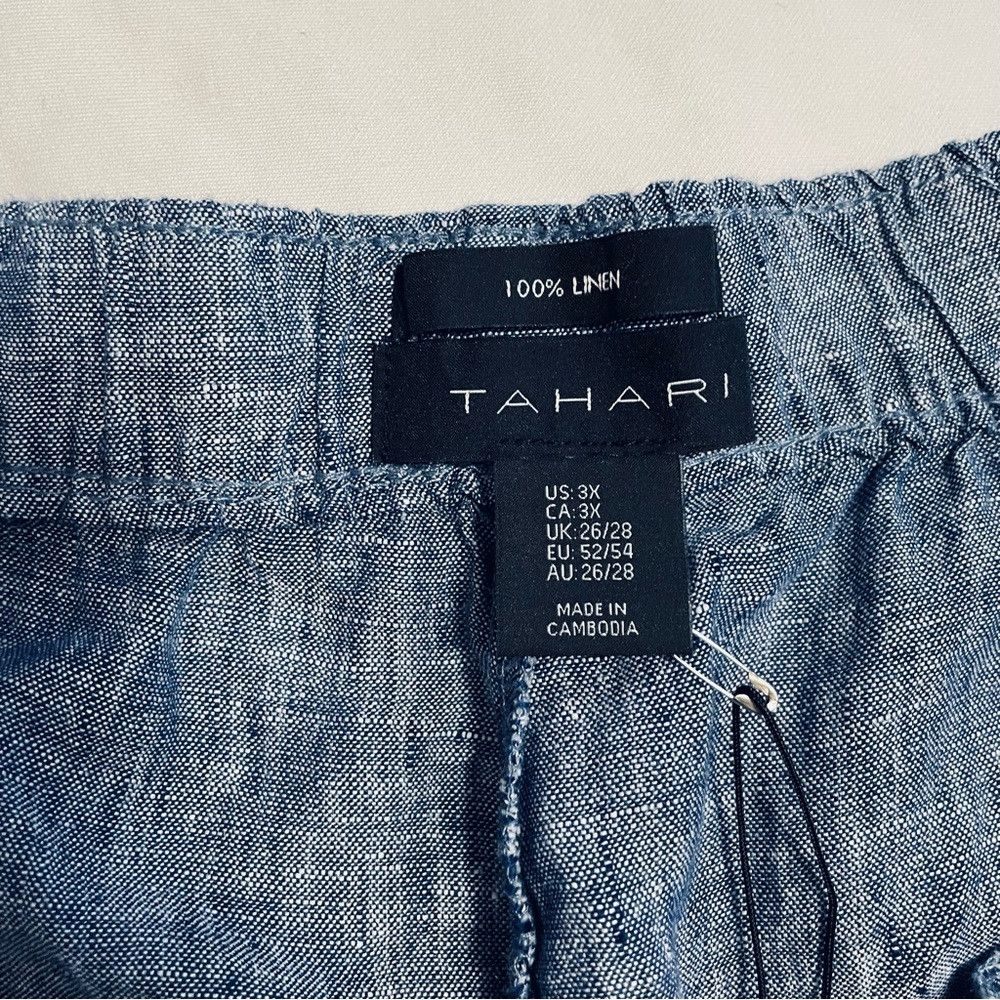 Elie Tahari NWT New Tahari 100% Linen Blue Shorts Size 3X Size 42" / US 20 - 4 Thumbnail