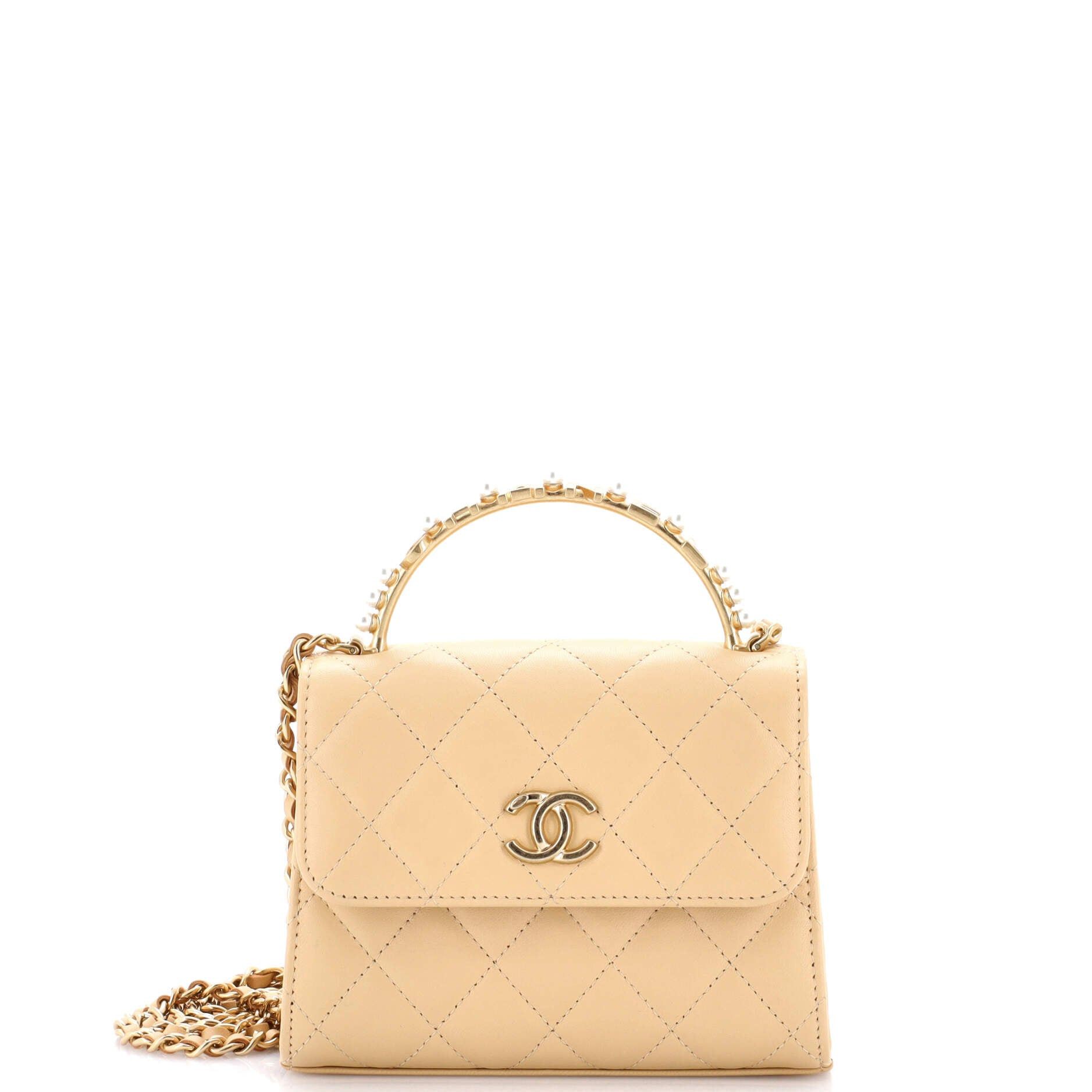 Chanel Logo and Pearl Top Handle Clutch with Chain Size ONE SIZE - 1 Thumbnail