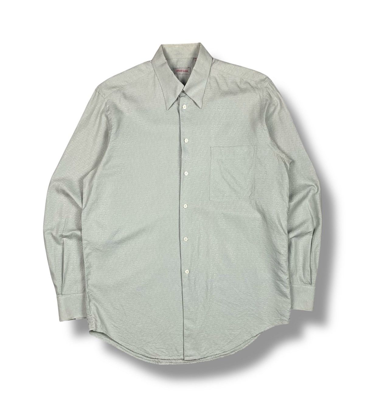 Versace Vintage Versace Classic Jacquard Gray Button Up Shirt Size US XL / EU 56 / 4 - 1 Thumbnail