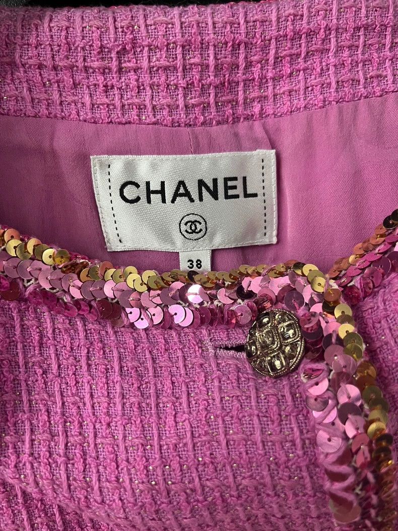 Chanel Chanel 22S rose pink sequin rolled tweed knitted dress Size XS / US 0-2 / IT 36-38 - 4 Thumbnail