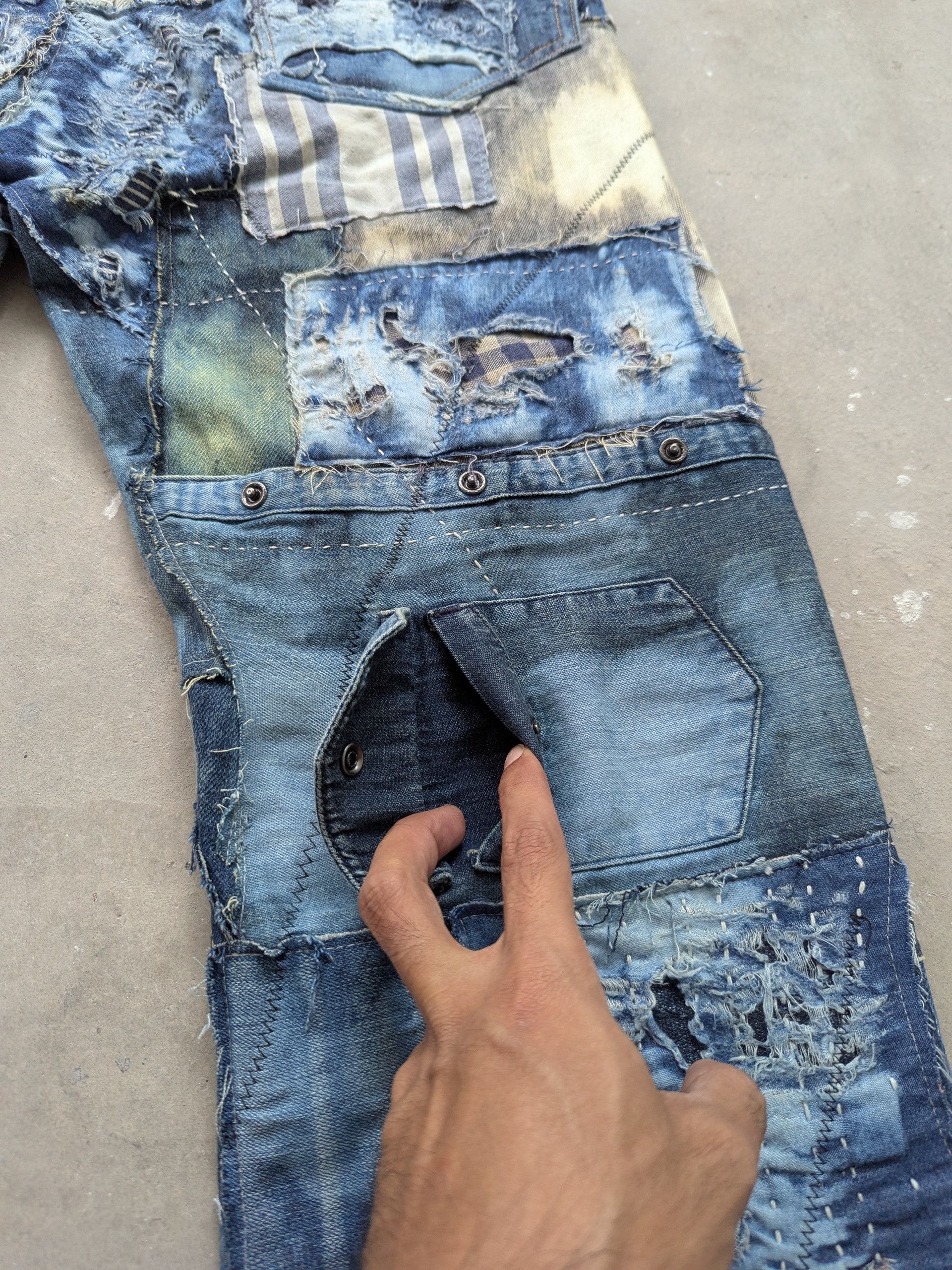 Kapital × Kapital Kountry × Vintage Kapital Kountry Boro Psychadelic Patchwork Selvedge Denim Size US 31 - 18 Thumbnail