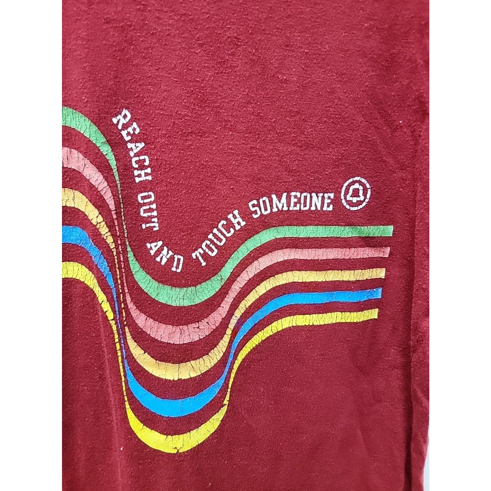 Velva Sheen VINTAGE Reach Out and Touch Someone Bell System Telephone T-shirt XL Shirt Mens Red Velva Sheen Cotton Blend Graphic Crackling Distressed Size US XL / EU 56 / 4 - 3 Thumbnail