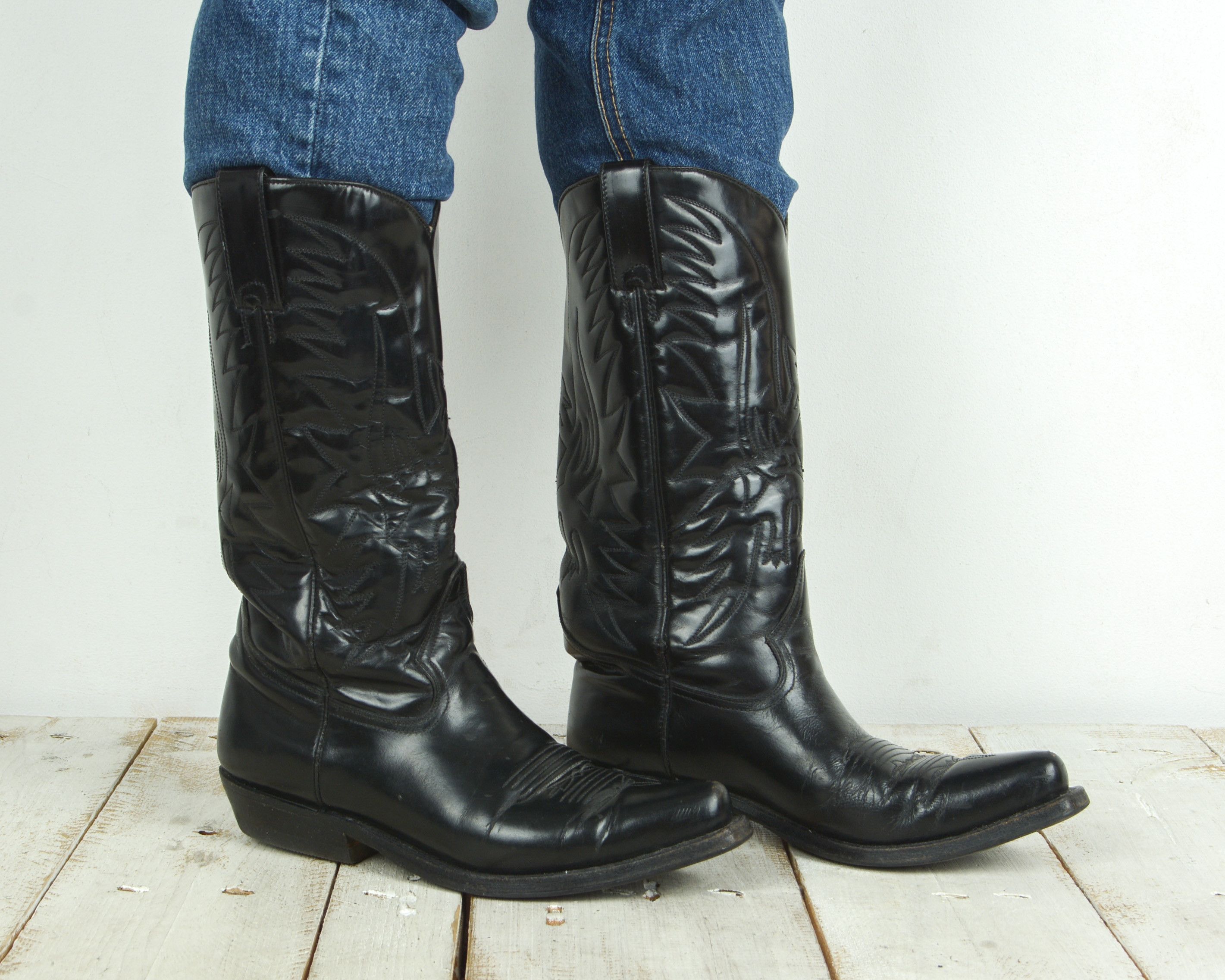 Vintage Buffalo handcrafted handmade Western Cowboy Boots Pullons Size US 6 / IT 36 - 3 Thumbnail