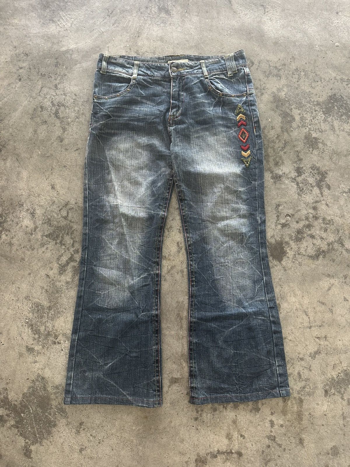 If Six Was Nine × Japanese Brand × Le Grande Bleu (L.G.B.) Flared Japanese Jeans Whisker Wash Size US 33 - 1 Thumbnail